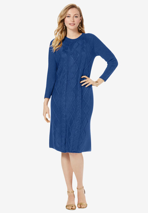 Cable Sweater Dress, TWILIGHT BLUE, hi-res image number null