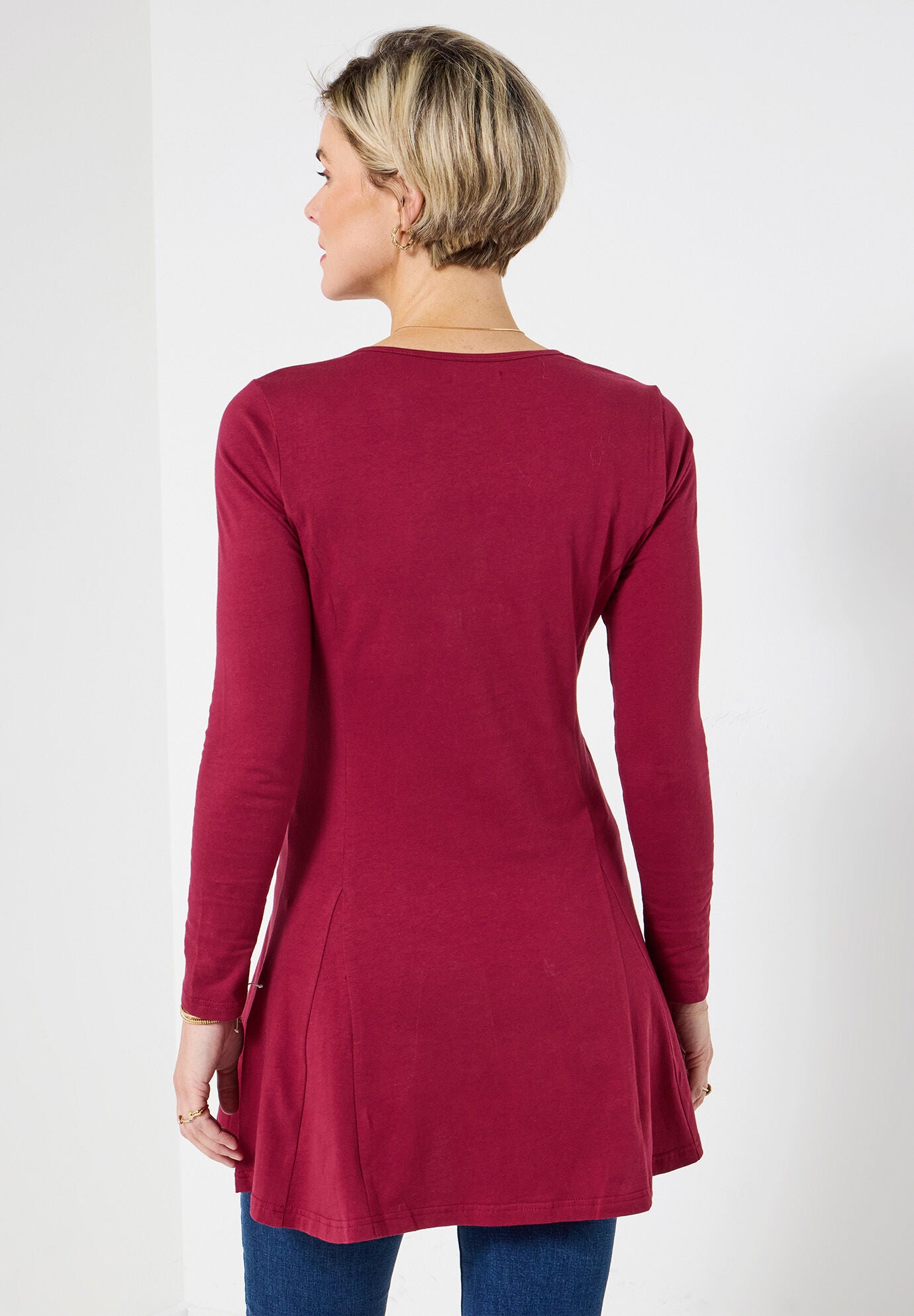 Stretch Knit Pleat Tunic, FREEDOM FLOWER, on-hover image number 1