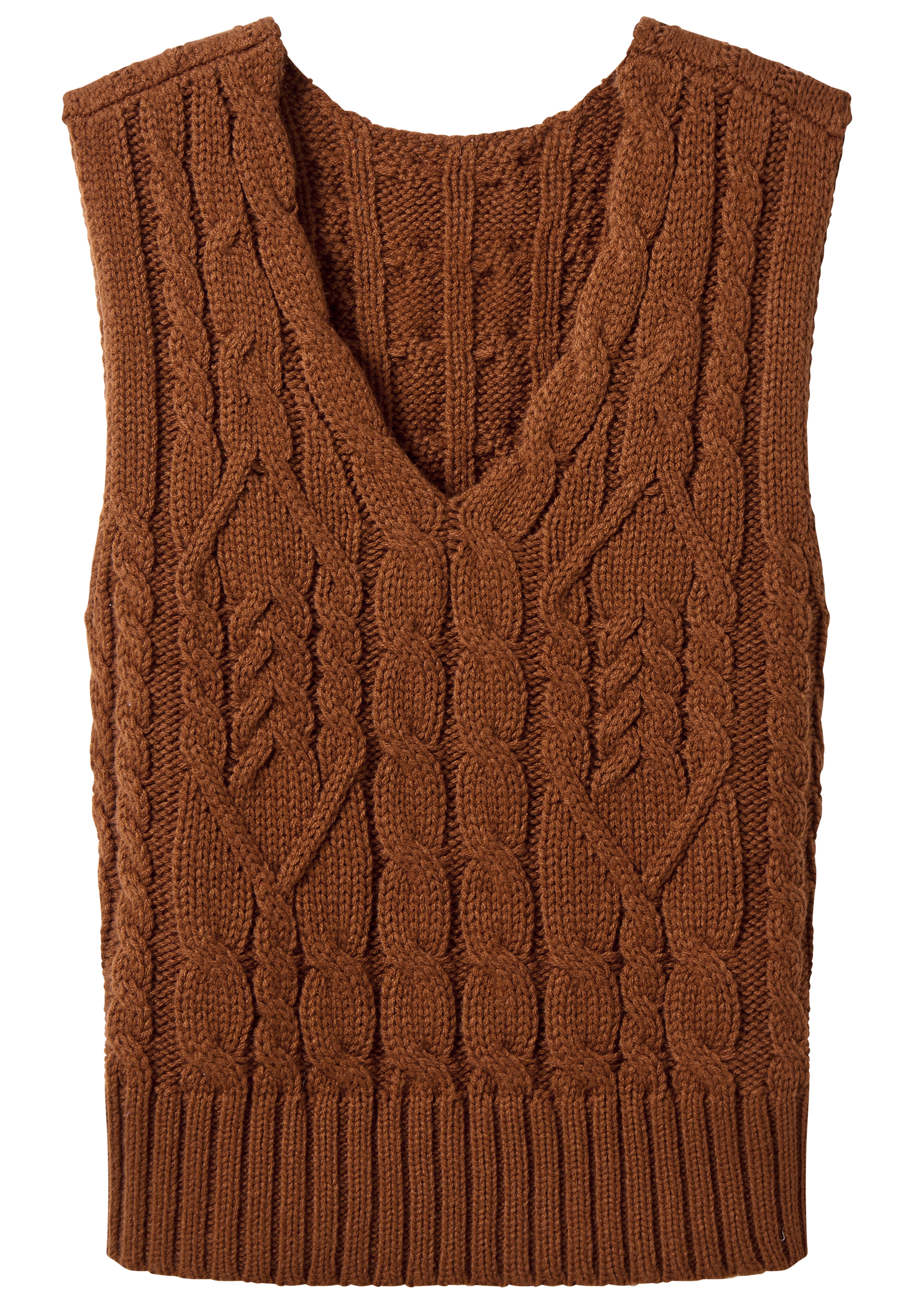 Cable Sweater Vest, ANTIQUE RUST, alternate image number 3