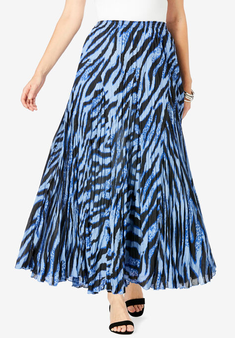 Flowing Crinkled Skirt, FRENCH BLUE ZEBRA, hi-res image number null