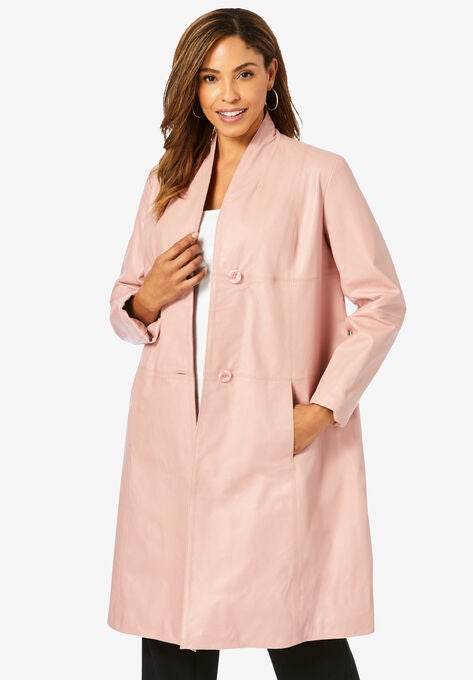 Leather Swing Coat, SOFT BLUSH, hi-res image number null