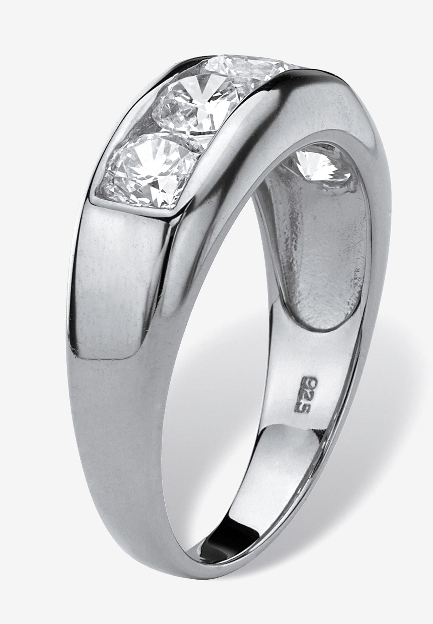 Men's Platinum over Silver Cubic Zirconia Wedding Band Ring, , on-hover image number 1