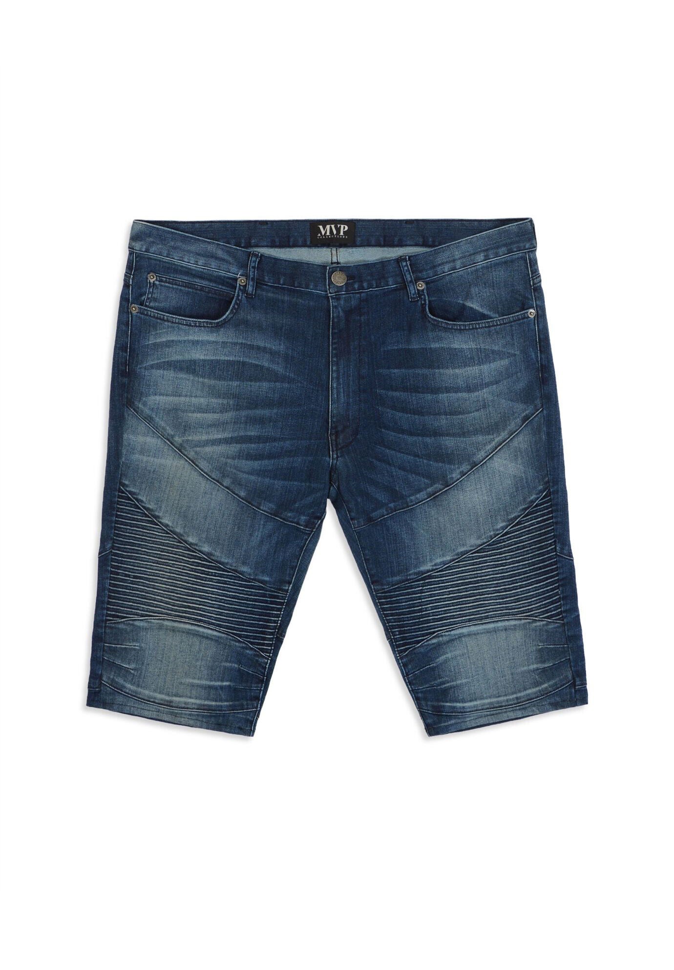 MVP Collections&reg;&nbsp;Denim Moto Shorts, DARK INDIGO, hi-res image number 0