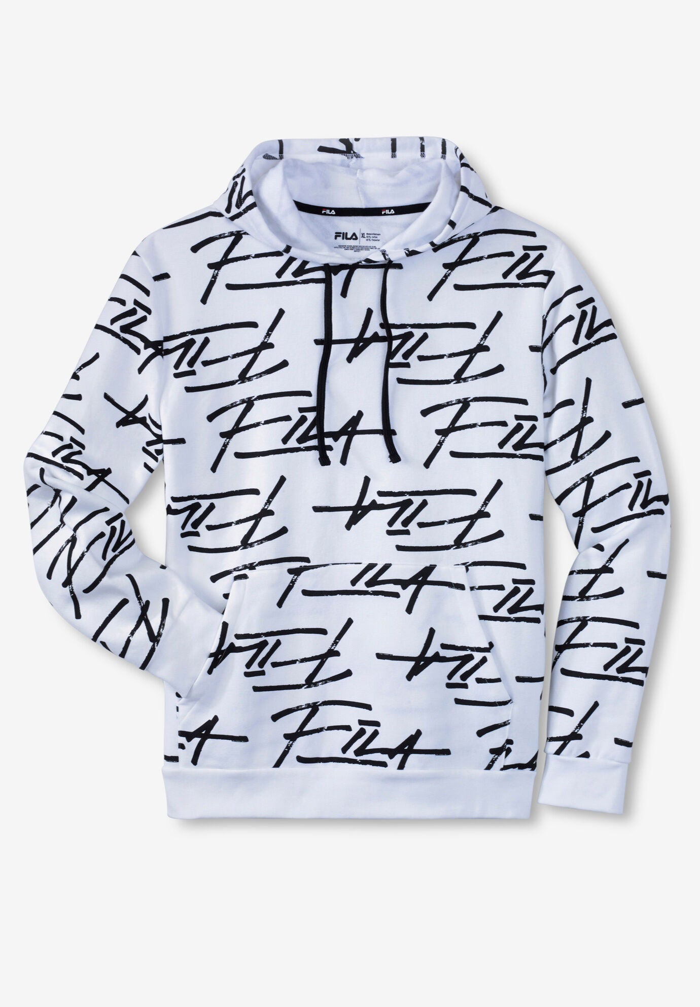 FILA&reg; ALLOVER PRINT LOGO SWEATSHIRT, WHITE BLACK, hi-res image number 0