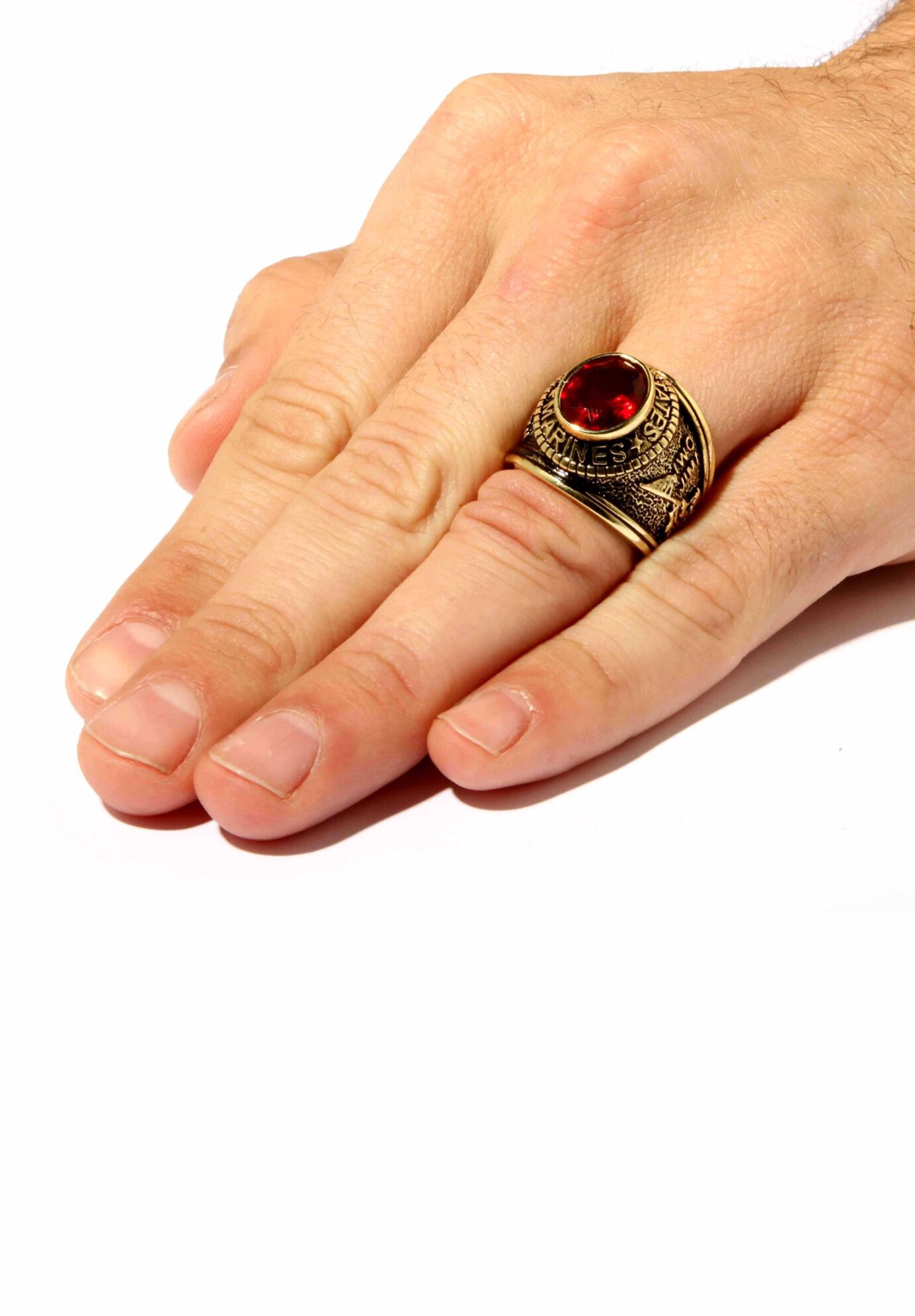 Gold-Plated Ruby United States Marines Ring, , alternate image number 2