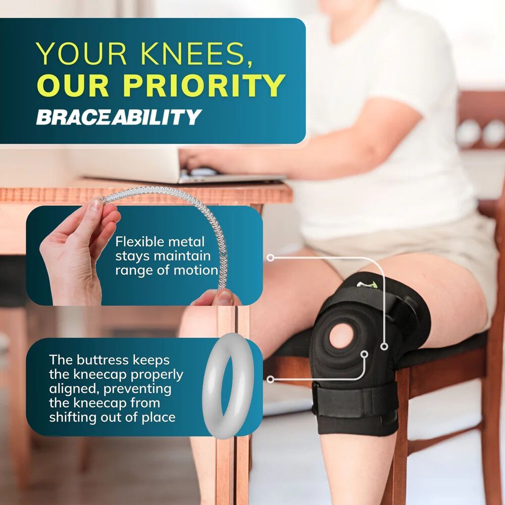 Plus Size Knee Brace, BLACK, alternate image number 4