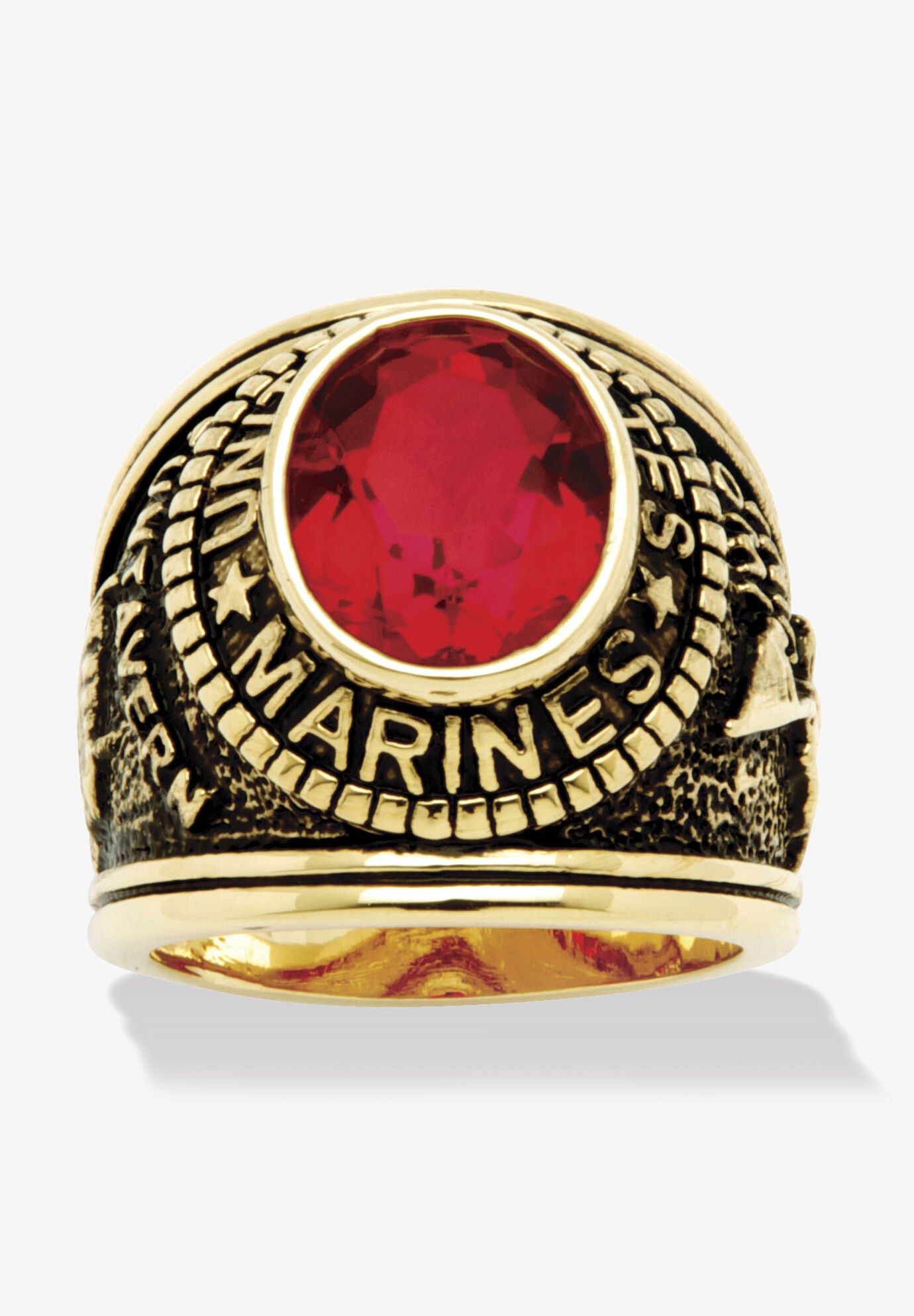 Gold-Plated Ruby United States Marines Ring, RUBY, hi-res image number 0