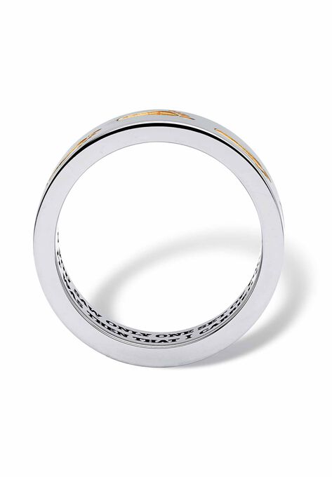 Gold Ion-Plated Stainless Steel Two-Tone "Footprints in the Sand" Ring, , on-hover image number null
