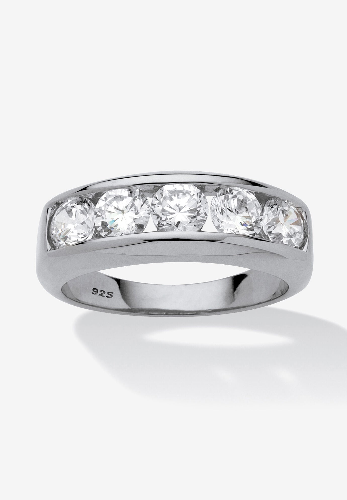 Men's Platinum over Silver Cubic Zirconia Wedding Band Ring, CUBIC ZIRCONIA, hi-res image number 0