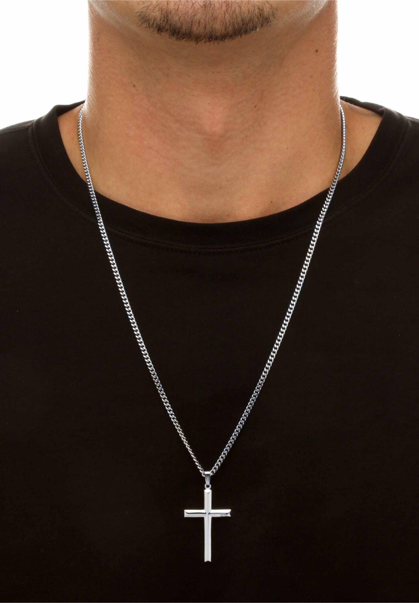 Sterling Silver Cross Pendant with 24 inch Chain, , alternate image number 3