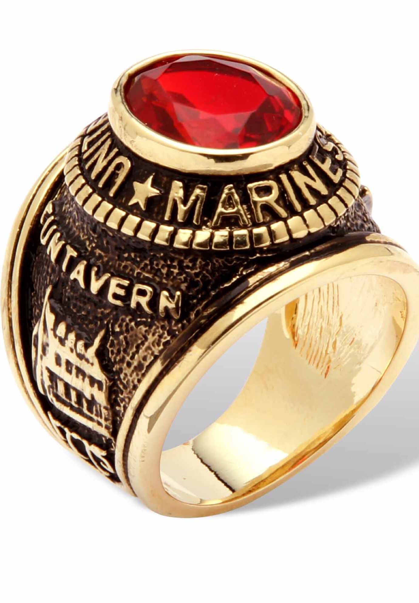 Gold-Plated Ruby United States Marines Ring, , on-hover image number 1