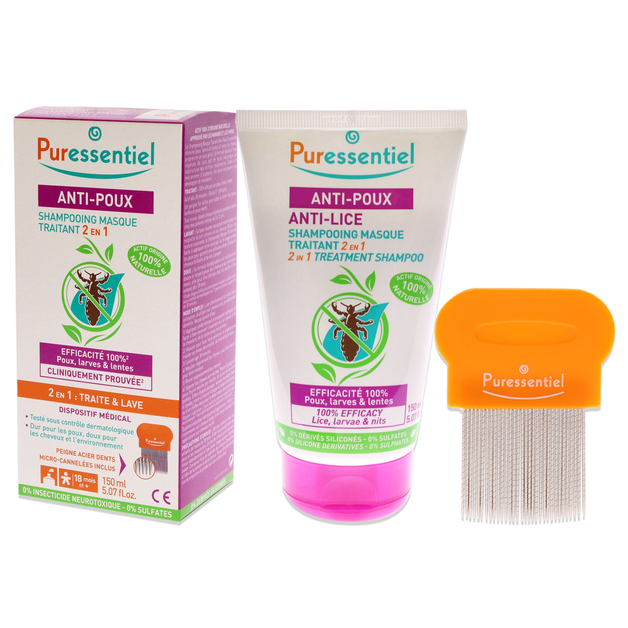Anti-Lice 2-In-1 Treatment Shampoo Plus Comb by Puressentiel for Unisex - 5.07 oz Shampoo, See Description, alternate image number 3