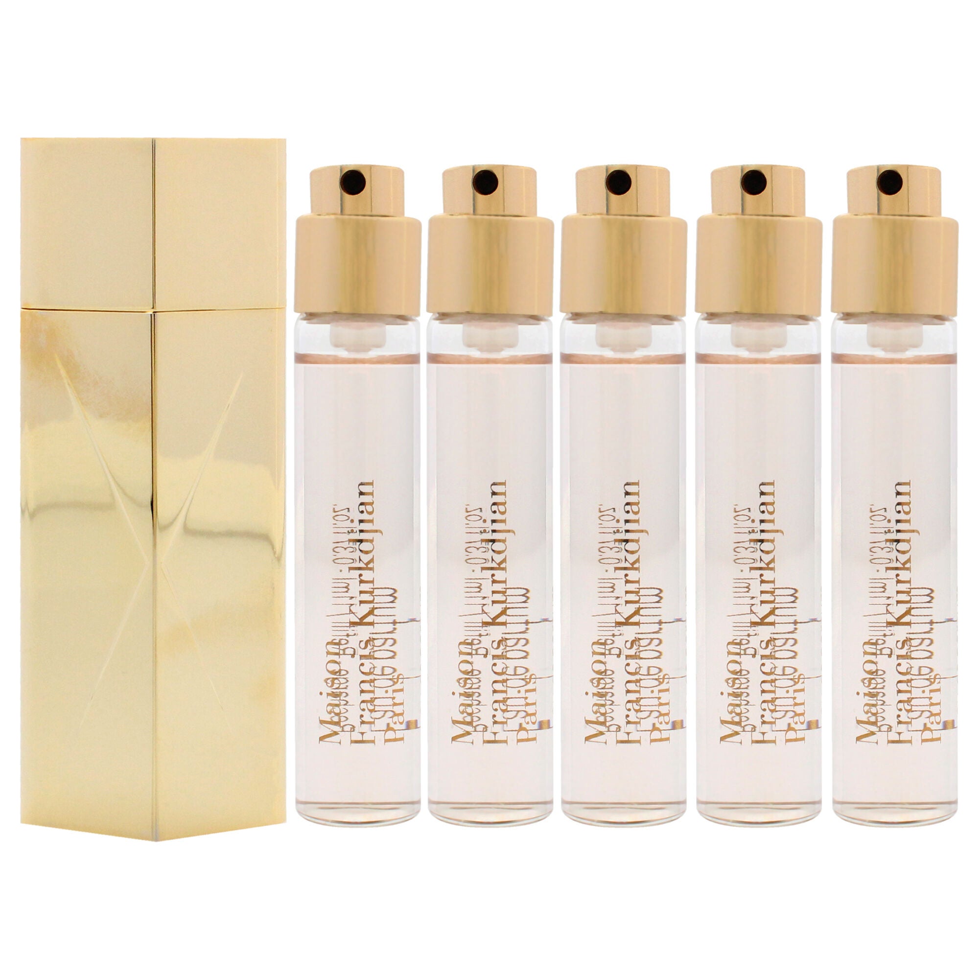 A La Rose Travel Set by Maison Francis Kurkdjian for Women - 6 Pc Gift Set 5 x 0.37 EDP Spray (Refill), Case Gold (Empty), See Description, alternate image number 1