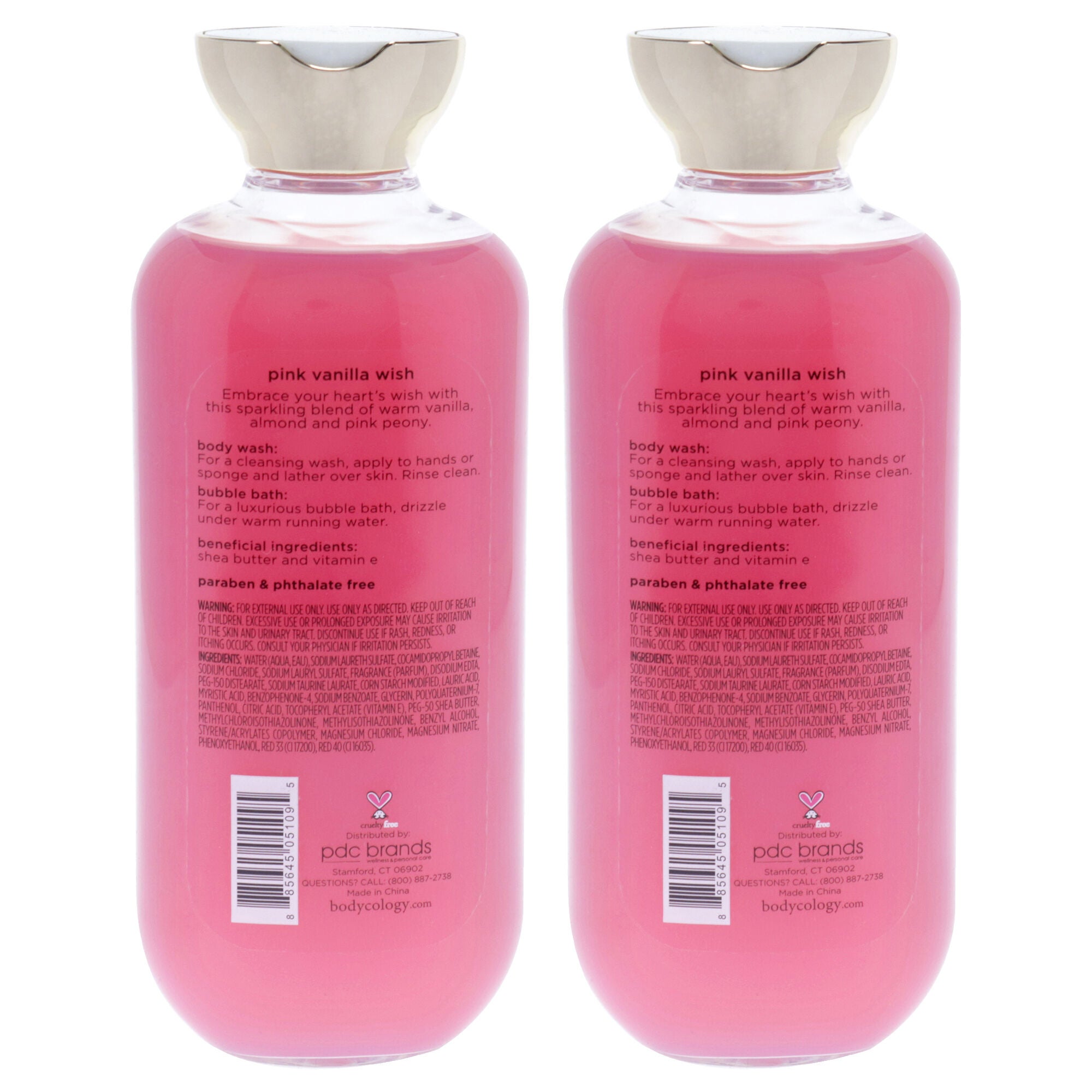 2 in 1 Body Wash and Bubble Bath - Pink Vanilla Wish by Bodycology for Women - 16 oz Body Wash - Pack of 2, Pink, alternate image number 1