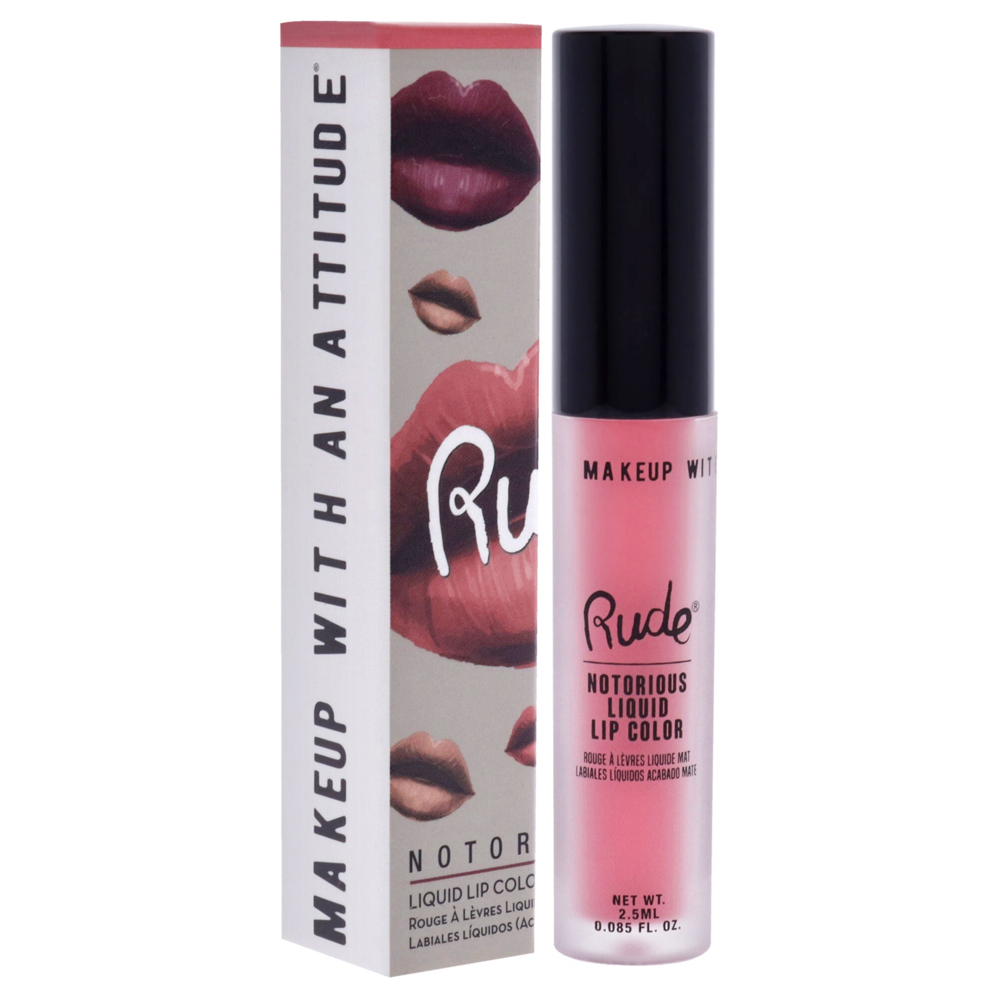 Notorious Liquid Lip Color - Dangerously Dangerous by Rude Cosmetics for Women - 0.1 oz Lipstick, See Description, alternate image number 1