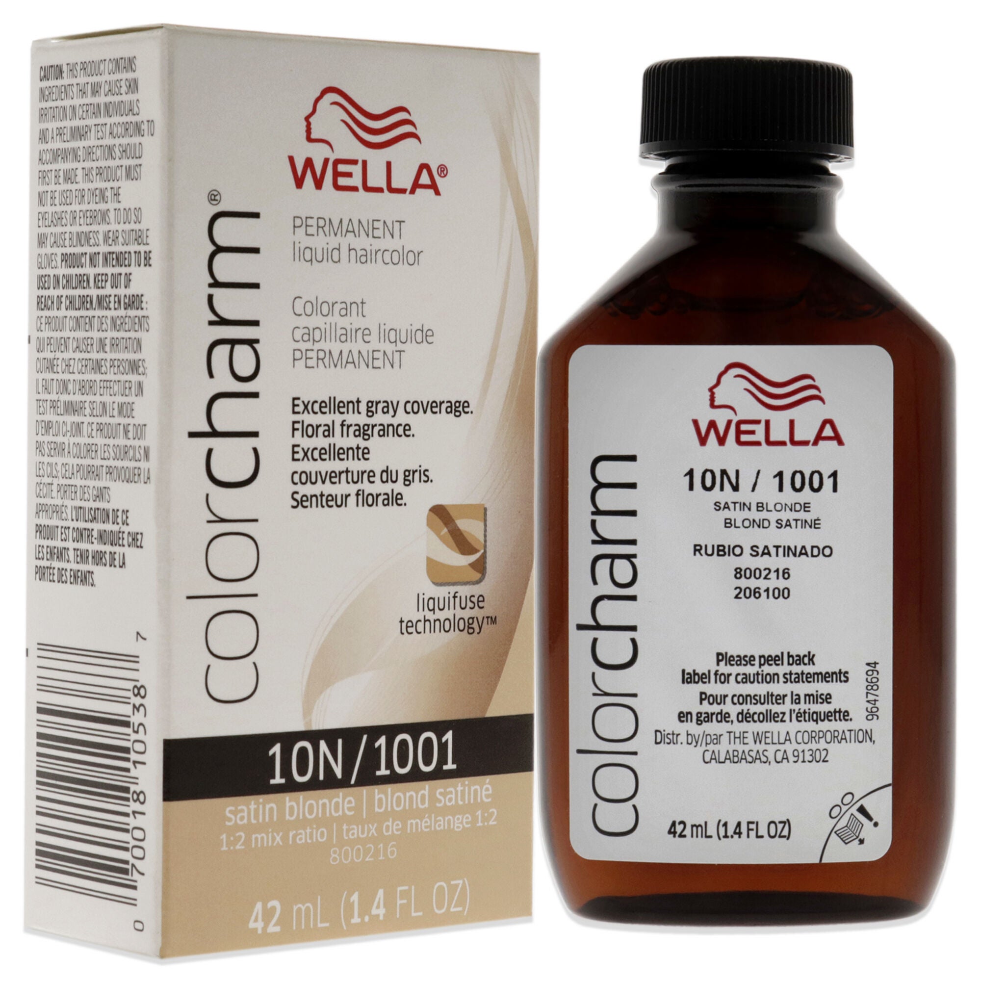 Color Charm Permanent Liquid Haircolor - 1001 10N Satin Blonde by Wella for Unisex - 1.4 oz Hair Color, See Description, alternate image number 2