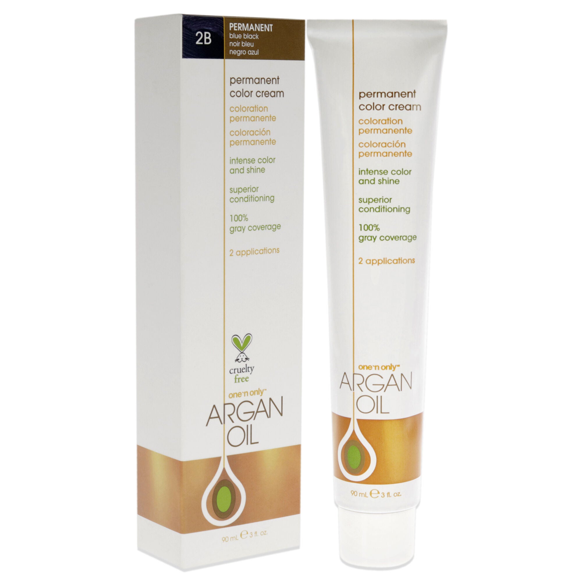 Argan Oil Permanent Color Cream - 2B Blue Black by One n Only for Unisex - 3 oz Hair Color, See Description, alternate image number 2