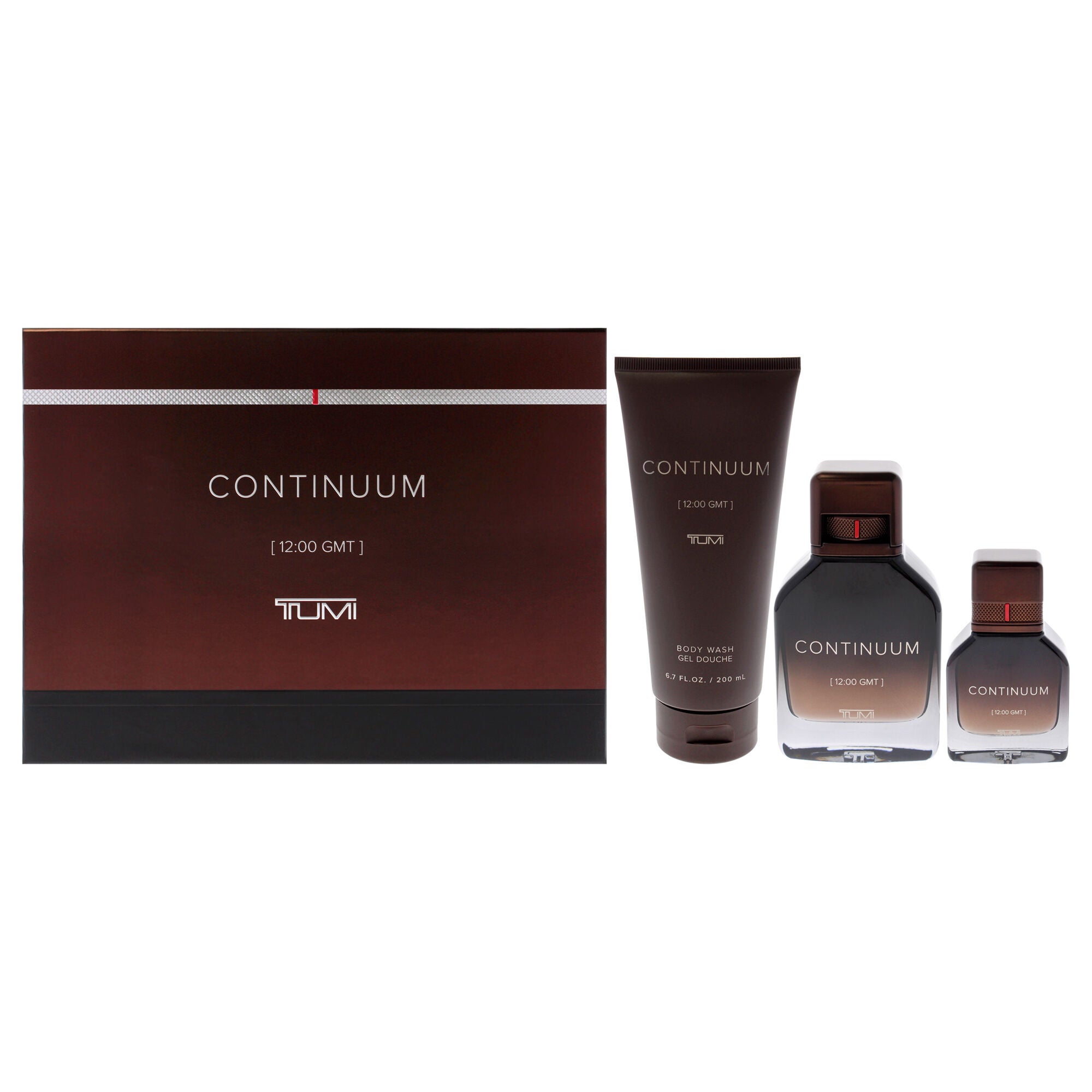 Continuum by Tumi for Men - 3 Pc Gift Set 3.4oz EDP Spray, 1oz EDP Spray, 6.7oz Body Wash, Clear, hi-res image number 0