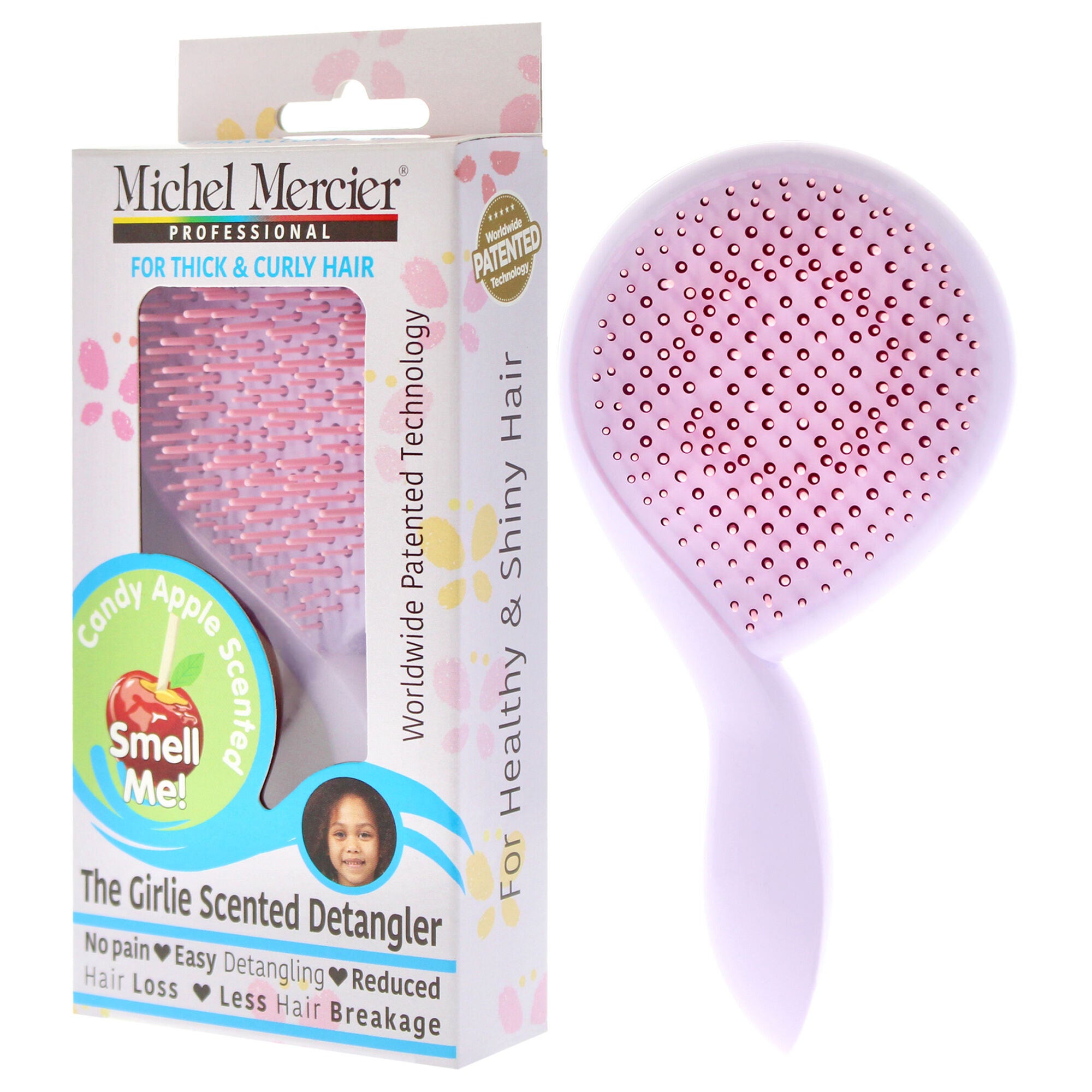 The Girlie Scented Detangler Brush Candy Apple Thick and Curly Hair - Purple-Pink by Michel Mercier for Women - 1 Pc Hair Brush, , alternate image number 7