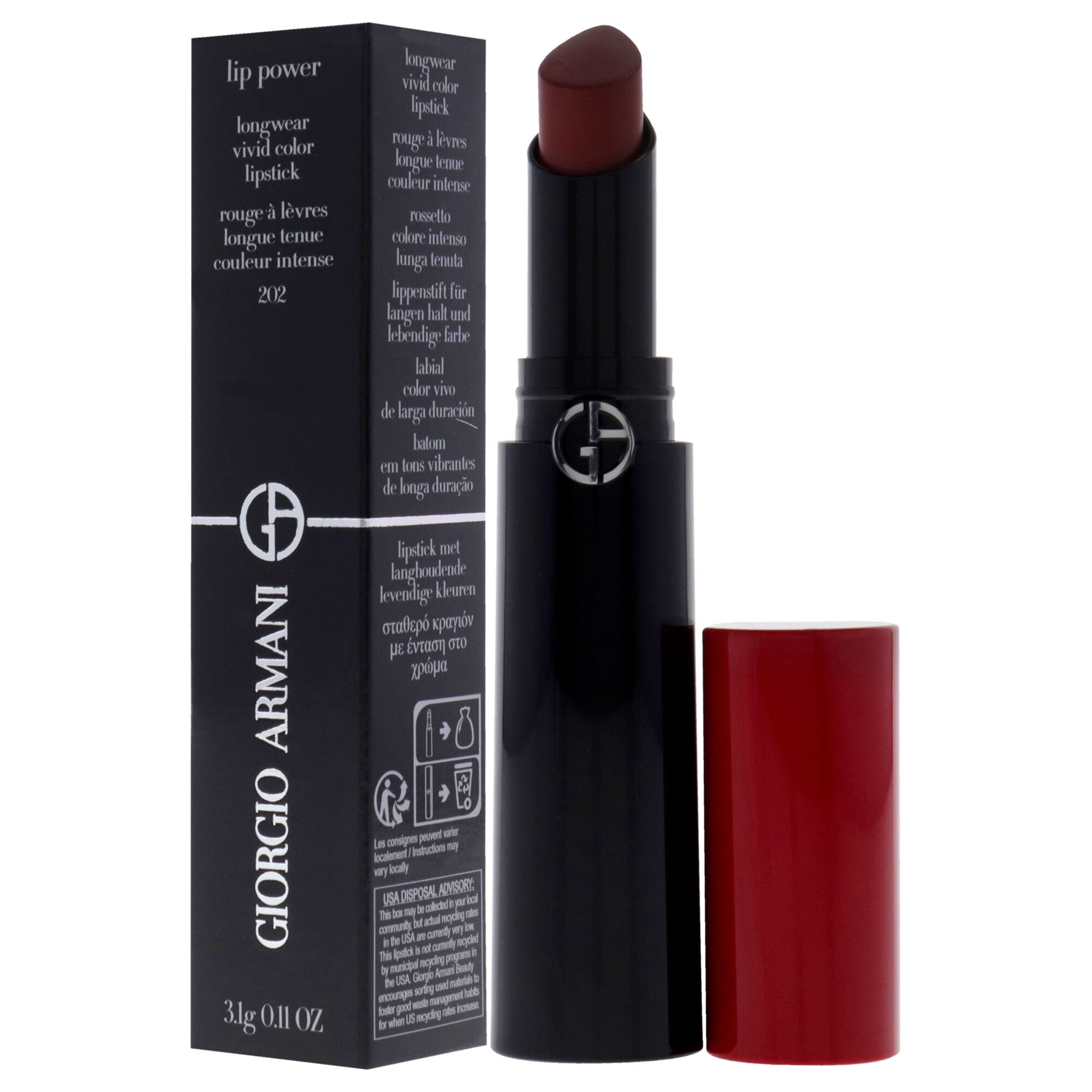 Lip Power Longwear Vivid Color Lipstick - 202 Grazia by Giorgio Armani for Women - 0.11 oz Lipstick, See Description, alternate image number 3