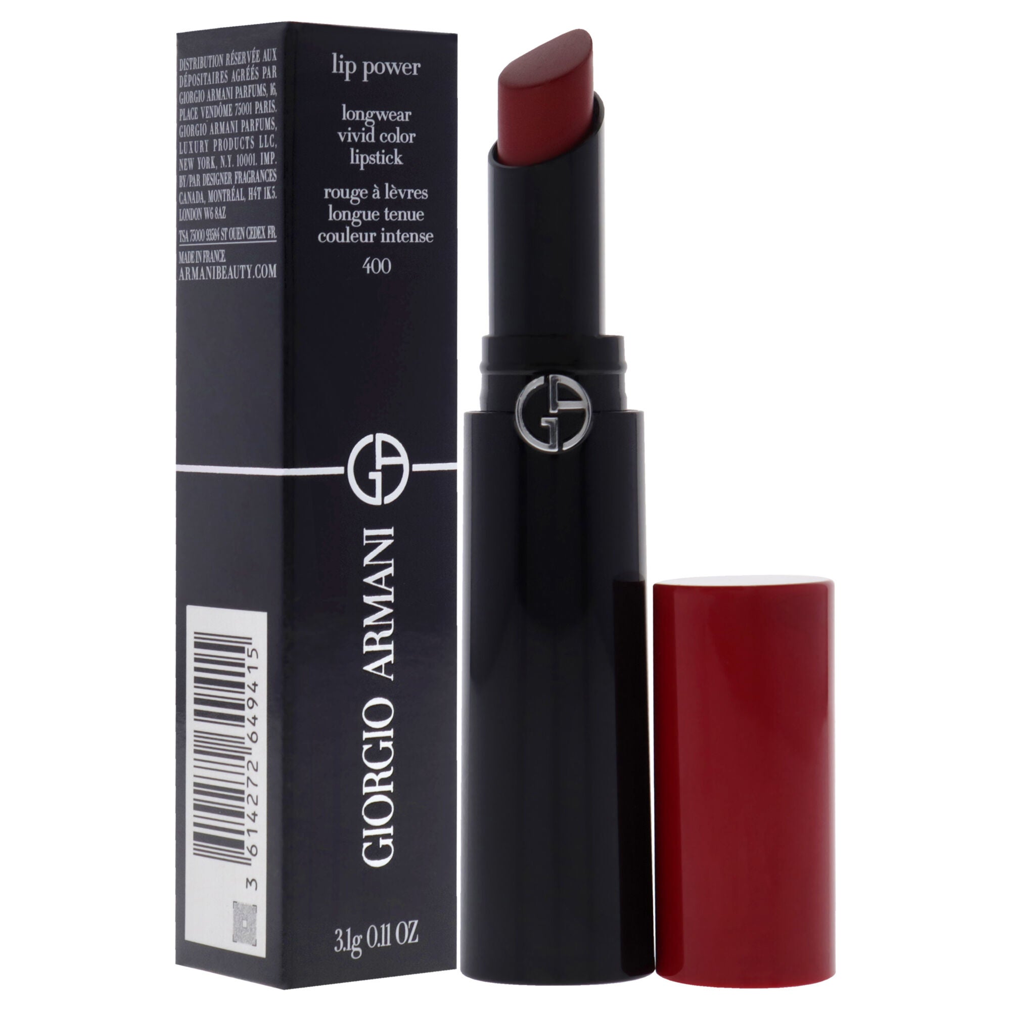 Lip Power Longwear Vivid Color Lipstick - 400 Four Hundred by Giorgio Armani for Women - 0.11 oz Lipstick, See Description, alternate image number 2