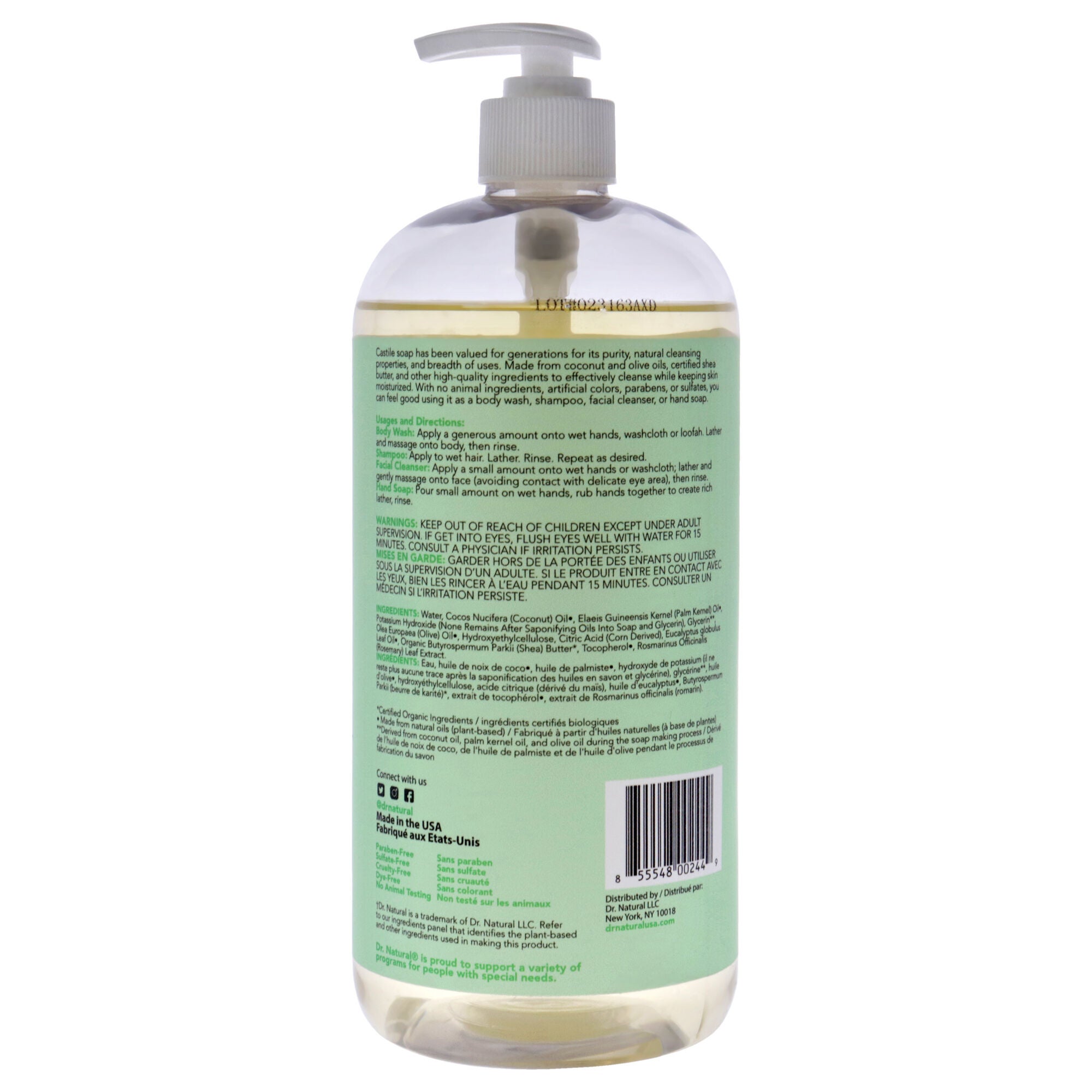Castile Liquid Soap - Eucalyptus by Dr. Natural for Unisex - 32 oz Soap, See Description, alternate image number 1