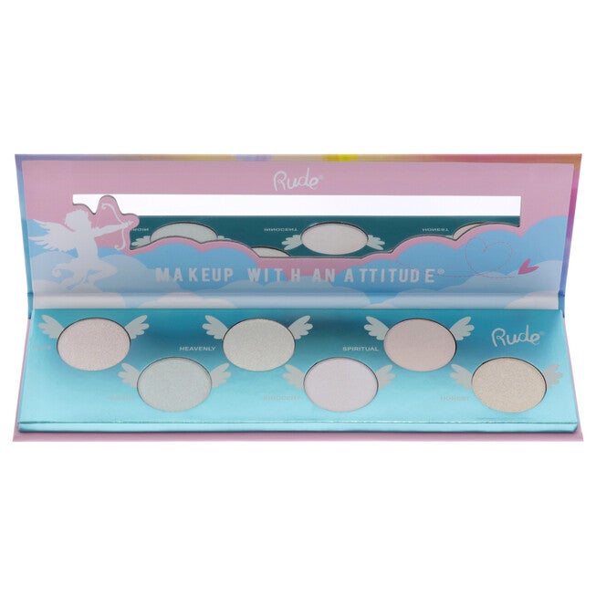 Angelic Glow Highlighter and Eyeshadow Palette by Rude Cosmetics for Women - 0.32 oz Makeup, NA, alternate image number null