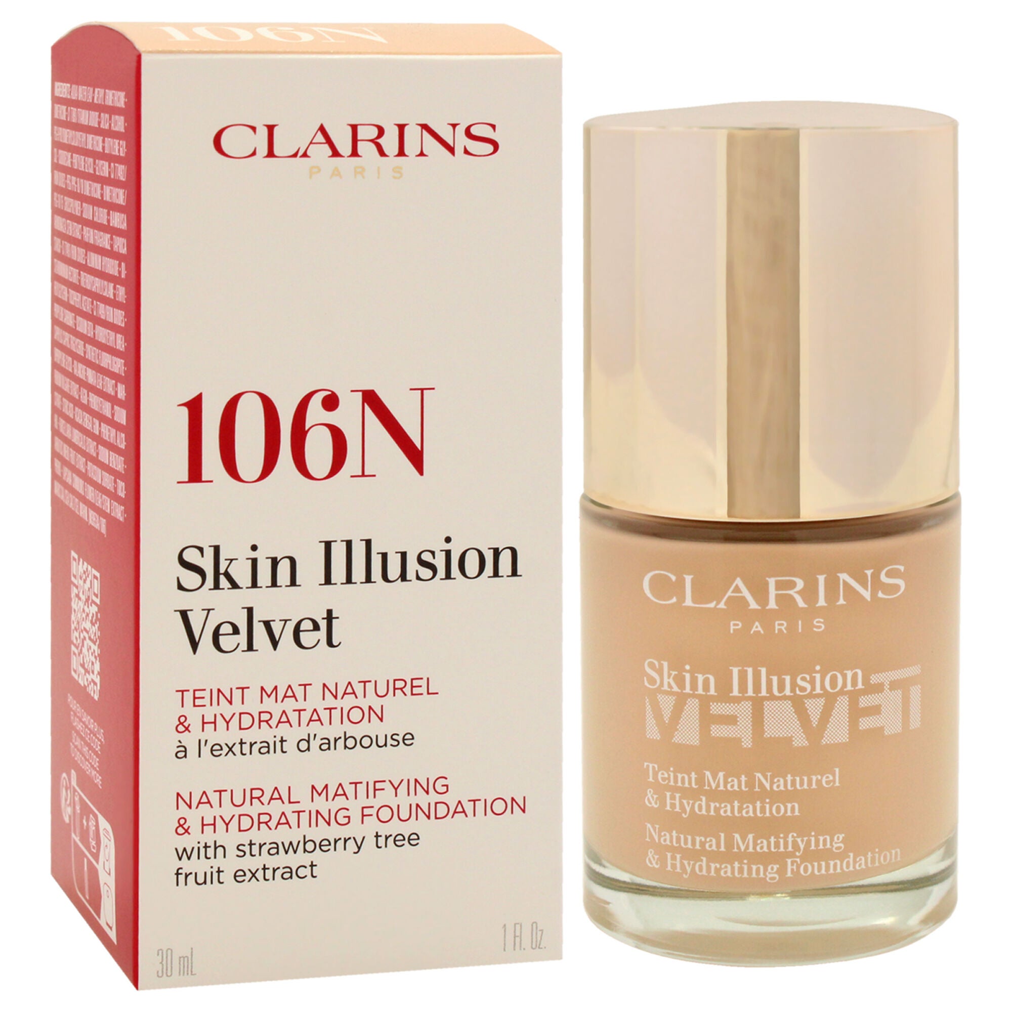Skin Illusion Velvet Foundation - 106N Vanilla by Clarins for Women - 1 oz Foundation, See Description, alternate image number 2