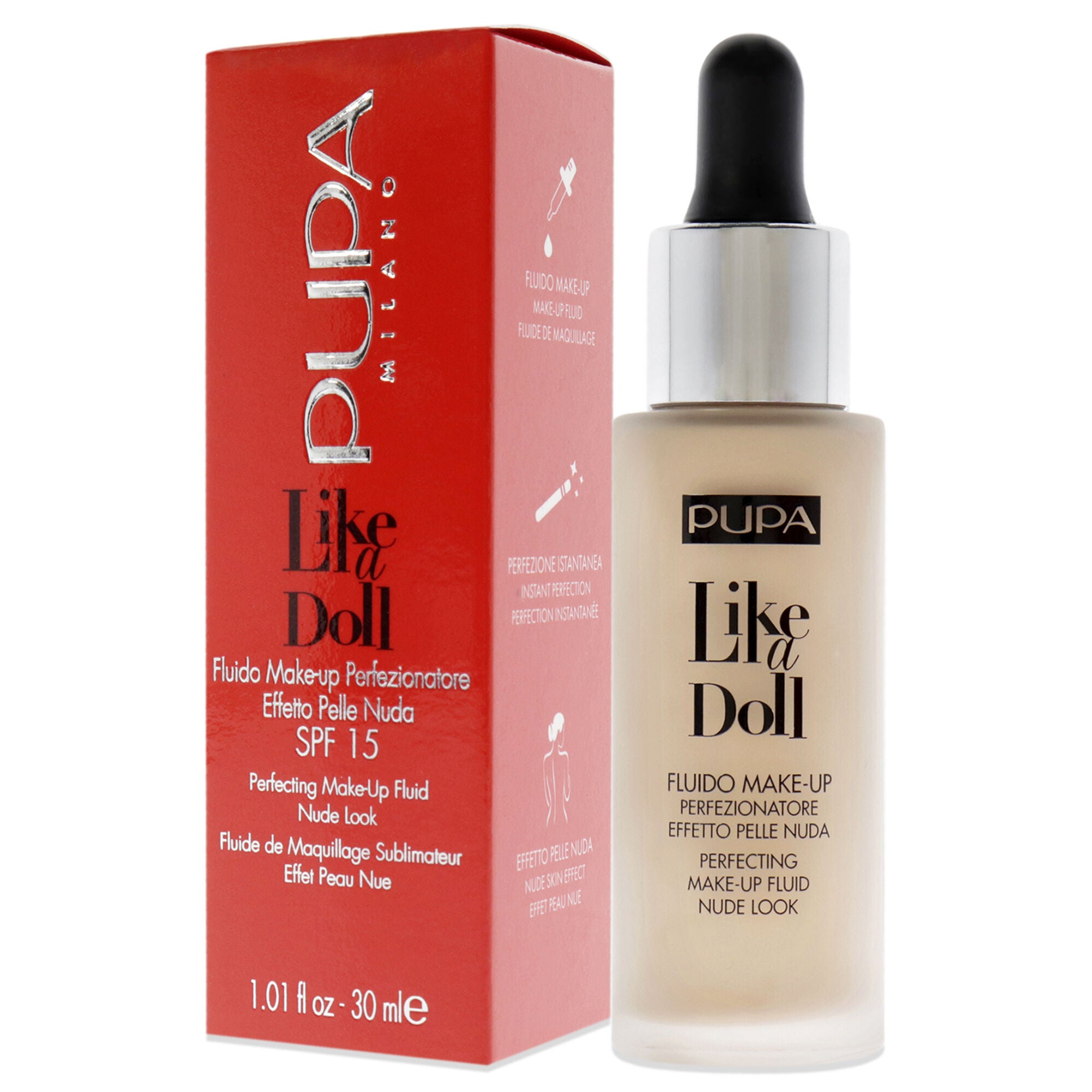 Like A Doll Perfecting Make-Up Fluid Nude Look Foundation SPF 15 - 030 Natural Beige by Pupa Milano for Women - 1.01 oz Foundation, , alternate image number 7