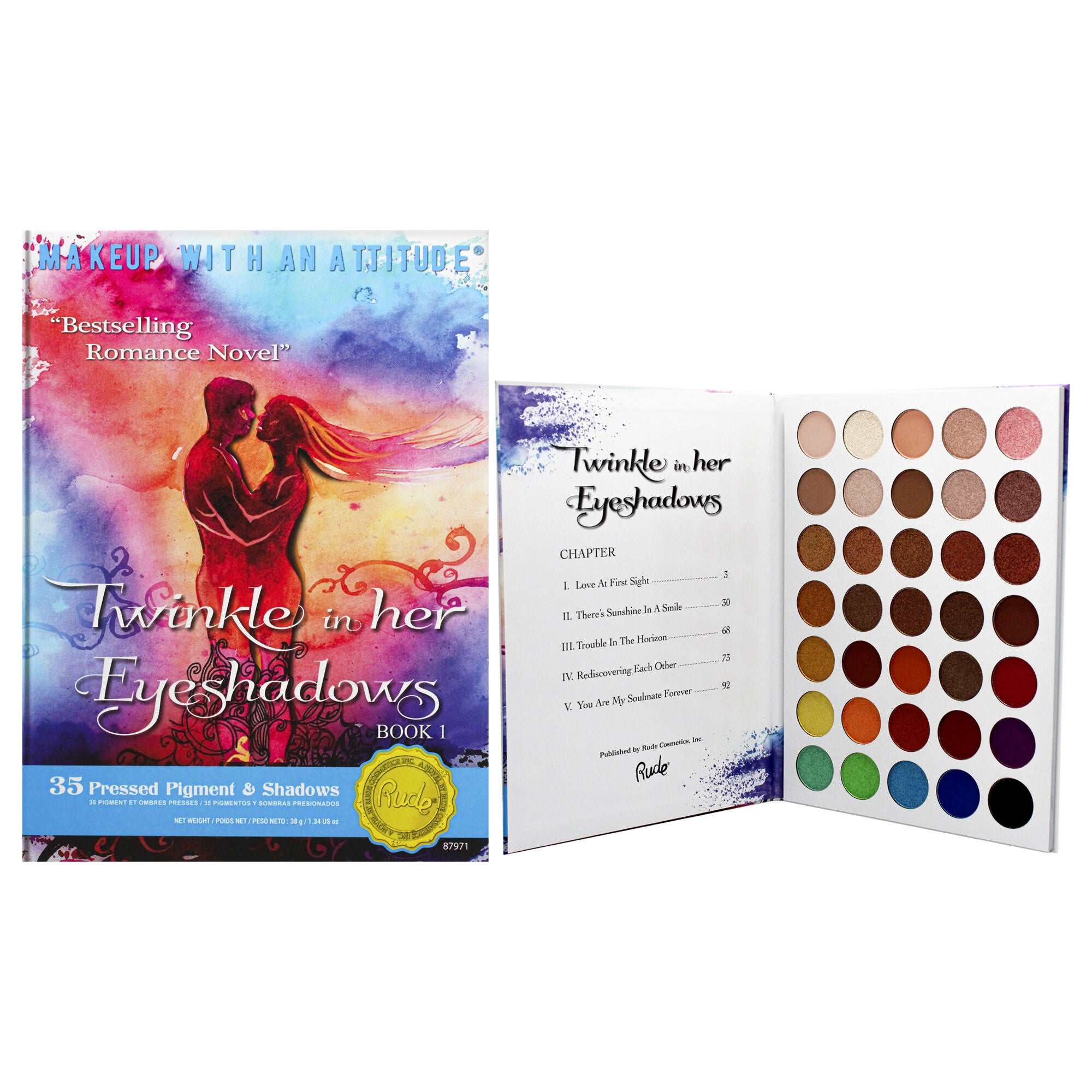 Twinkle In Her 35 Eyeshadows Palette - Book 1 by Rude Cosmetics for Women - 1.34 oz Eye Shadow, See Description, hi-res image number 0