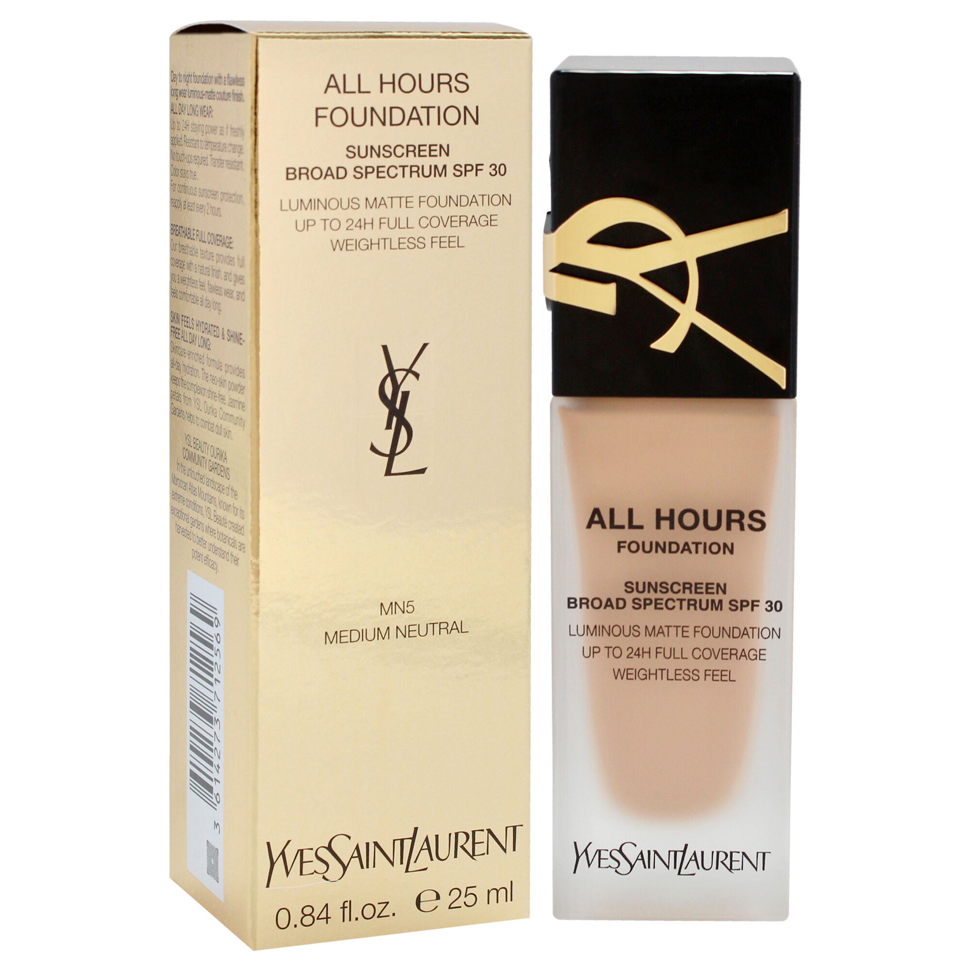 All Hours Foundation SPF 30 - MN5 Medium Neutral by Yves Saint Laurent for Women - 0.84 oz Foundation, See Description, alternate image number 1