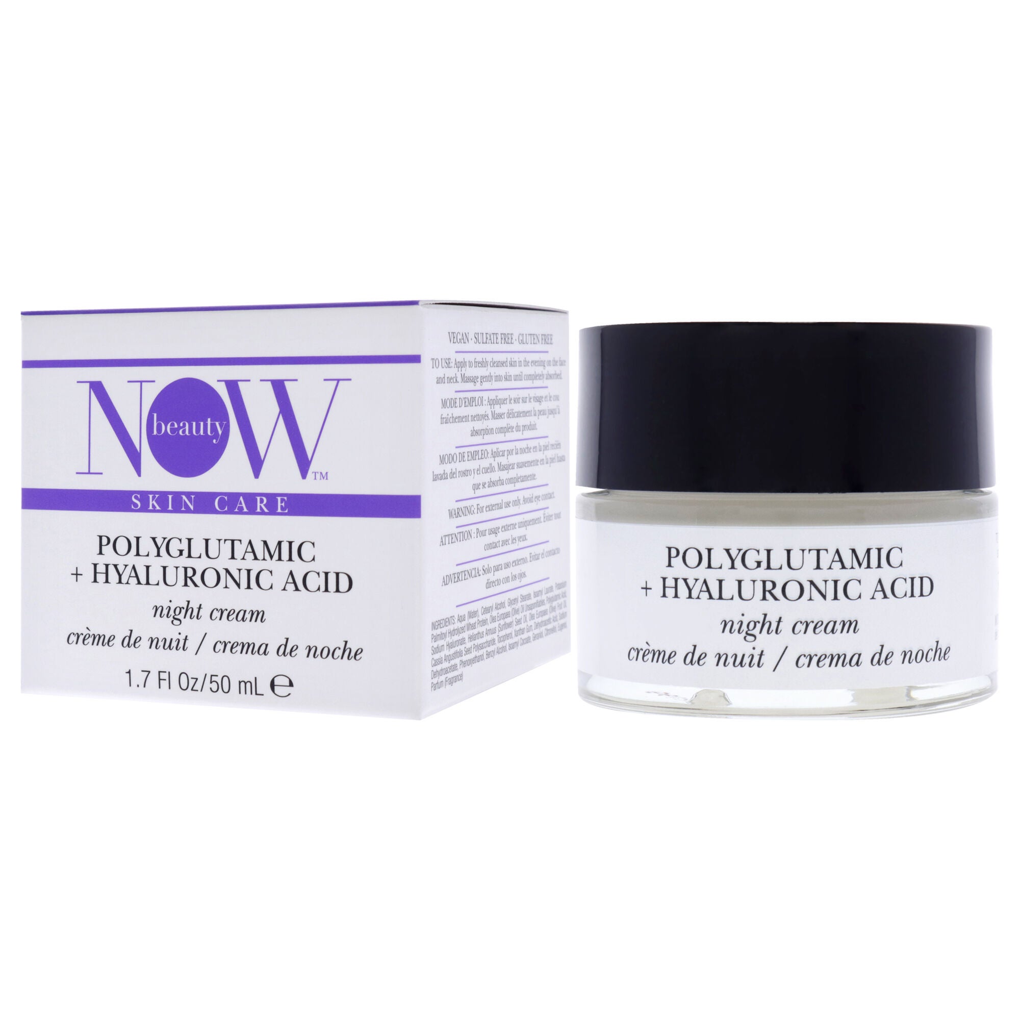 Polyglutamic Plus Hyaluronic Acid Night Cream by NOW Beauty for Unisex - 1.7 oz Cream, , alternate image number 7