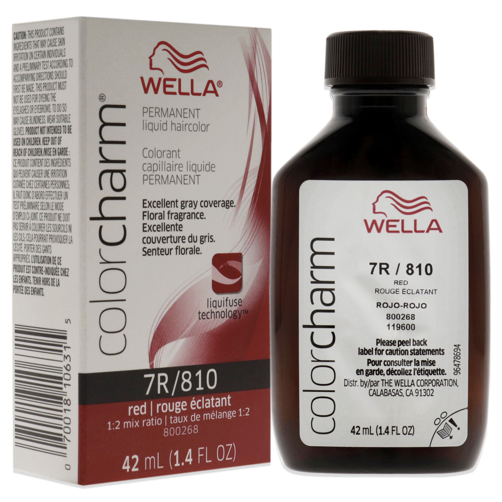 Color Charm Permanent Liquid Hair Color - 810 7R Red Red Intensifier by Wella for Unisex - 1.42 oz Hair Color, See Description, alternate image number 2