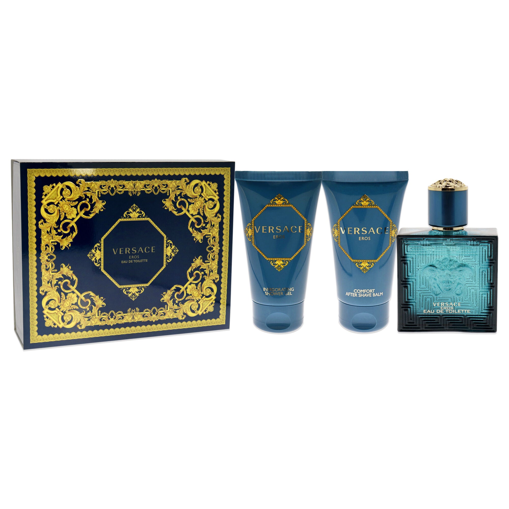 Versace Eros by Versace for Men - 3 Pc Gift Set 1.7 oz EDT Spray, 1.7 oz Comfort After Shave Balm, 1.7 oz Invigorating Shower Gel, See Description, alternate image number 2