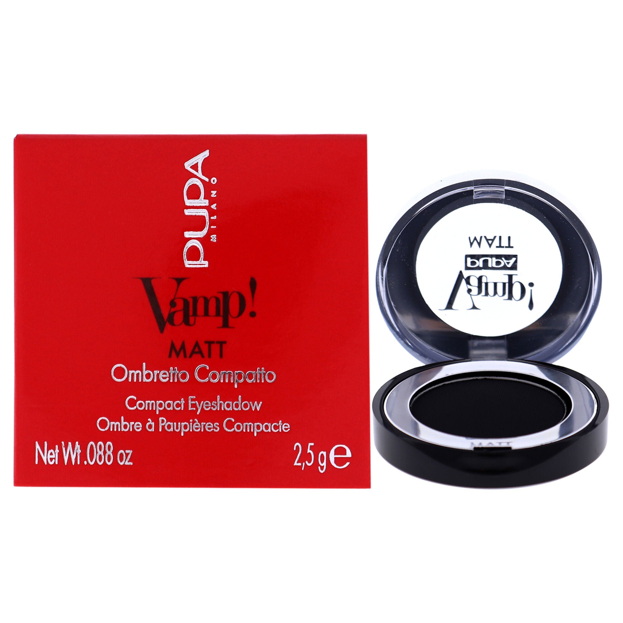Vamp! Matt Compact Eyeshadow - 060 Deep Black by Pupa Milano for Women - 0.088 oz Eye Shadow, See Description, hi-res image number 0