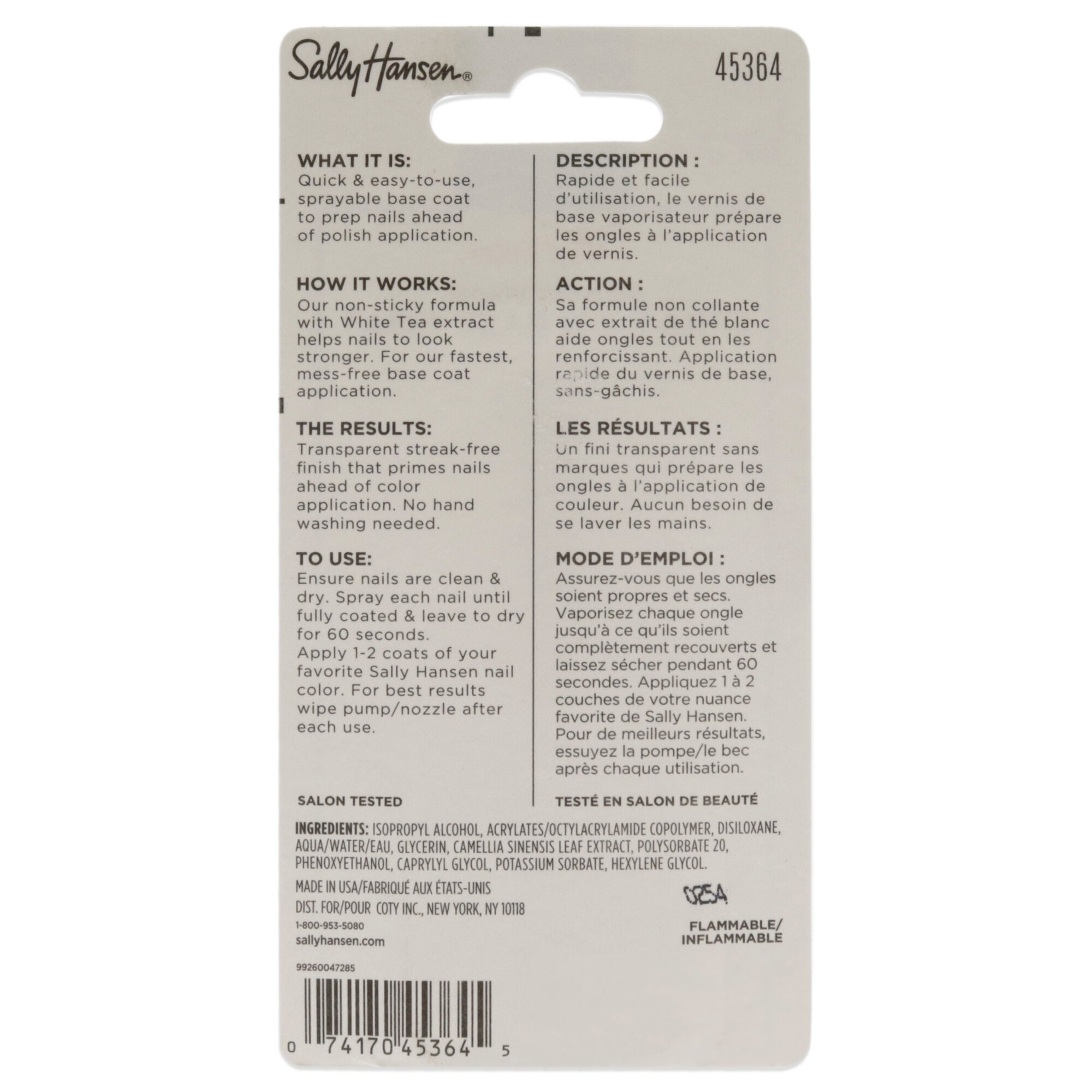No More Stains Spray On Base Coat - 45364 by Sally Hansen for Women - 0.37 oz Spray, See Description, alternate image number 1