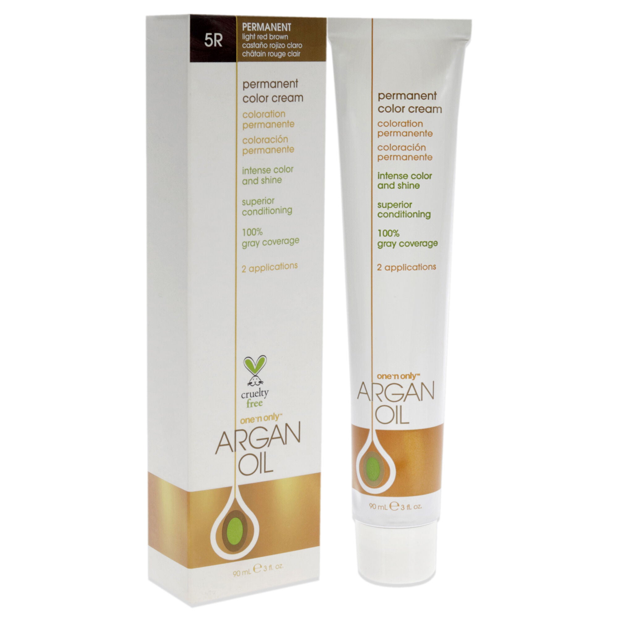 Argan Oil Permanent Color Cream - 5R Light Red Brown by One n Only for Unisex - 3 oz Hair Color, See Description, alternate image number 1