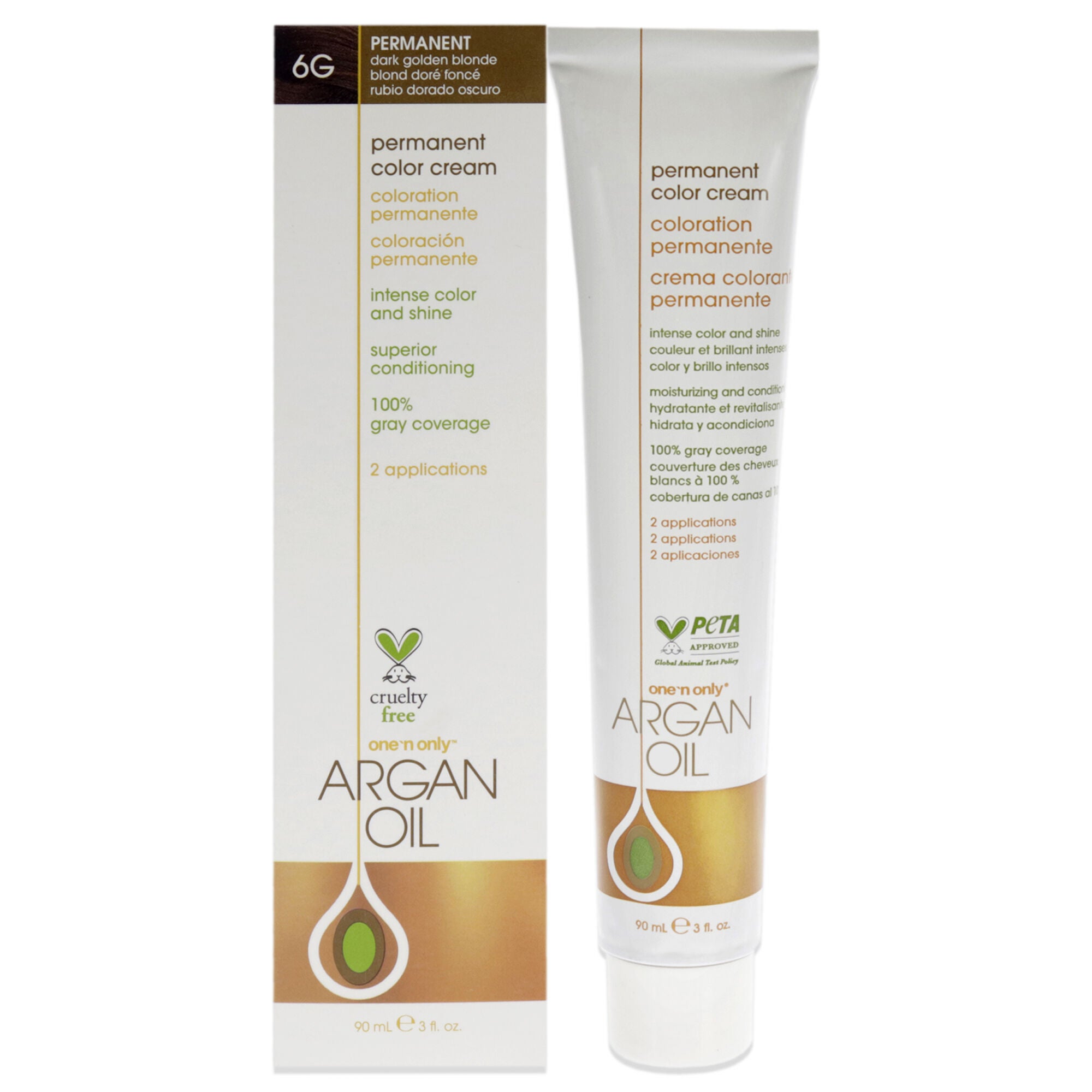 Argan Oil Permanent Color Cream - 6G Dark Golden Blonde by One n Only for Unisex - 3 oz Hair Color, See Description, hi-res image number 0