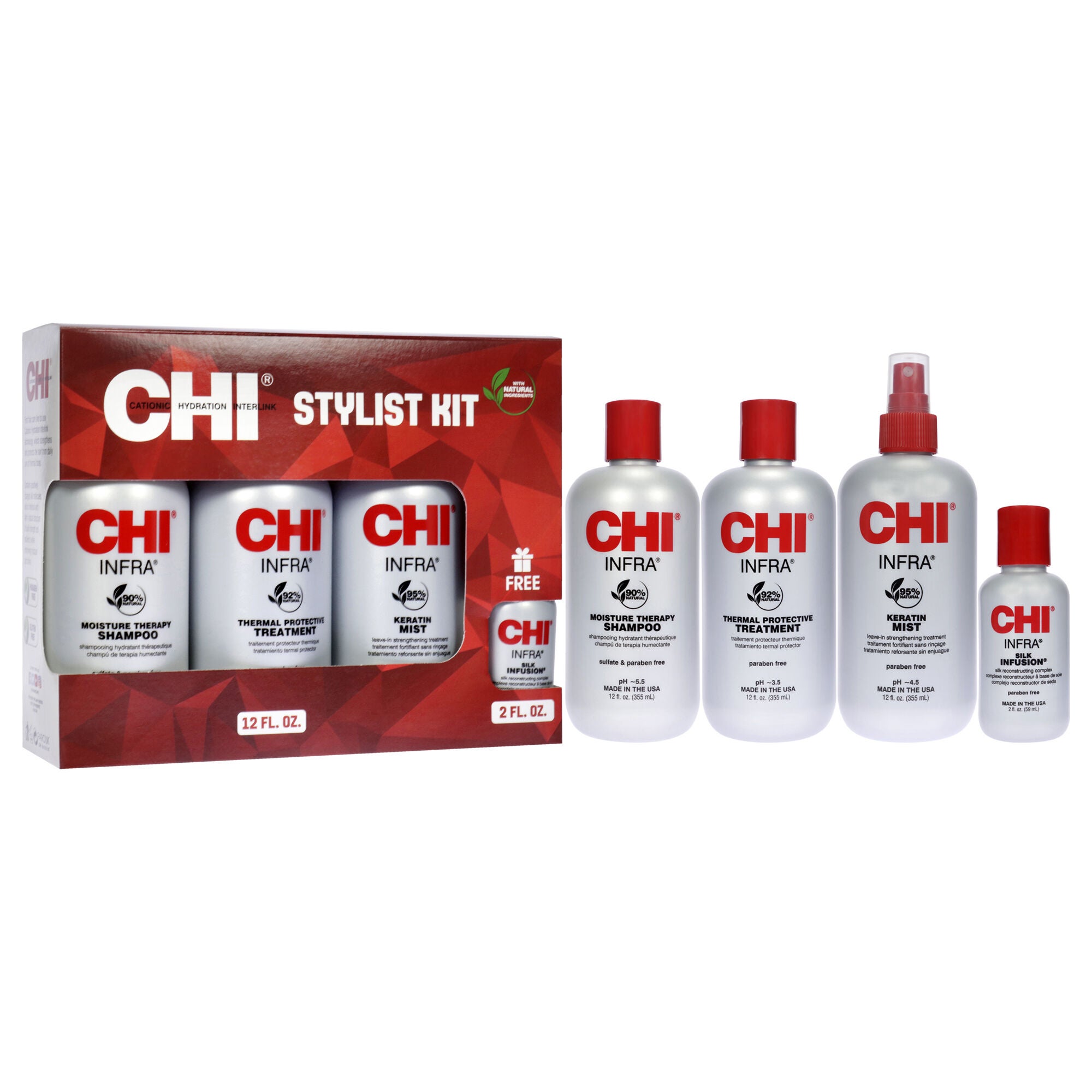 Stylist Kit by CHI for Unisex - 4 Pc 12oz Shampoo, 12oz Treatment, 12oz Keratin Mist, 2oz Silk Infusion, , alternate image number 3