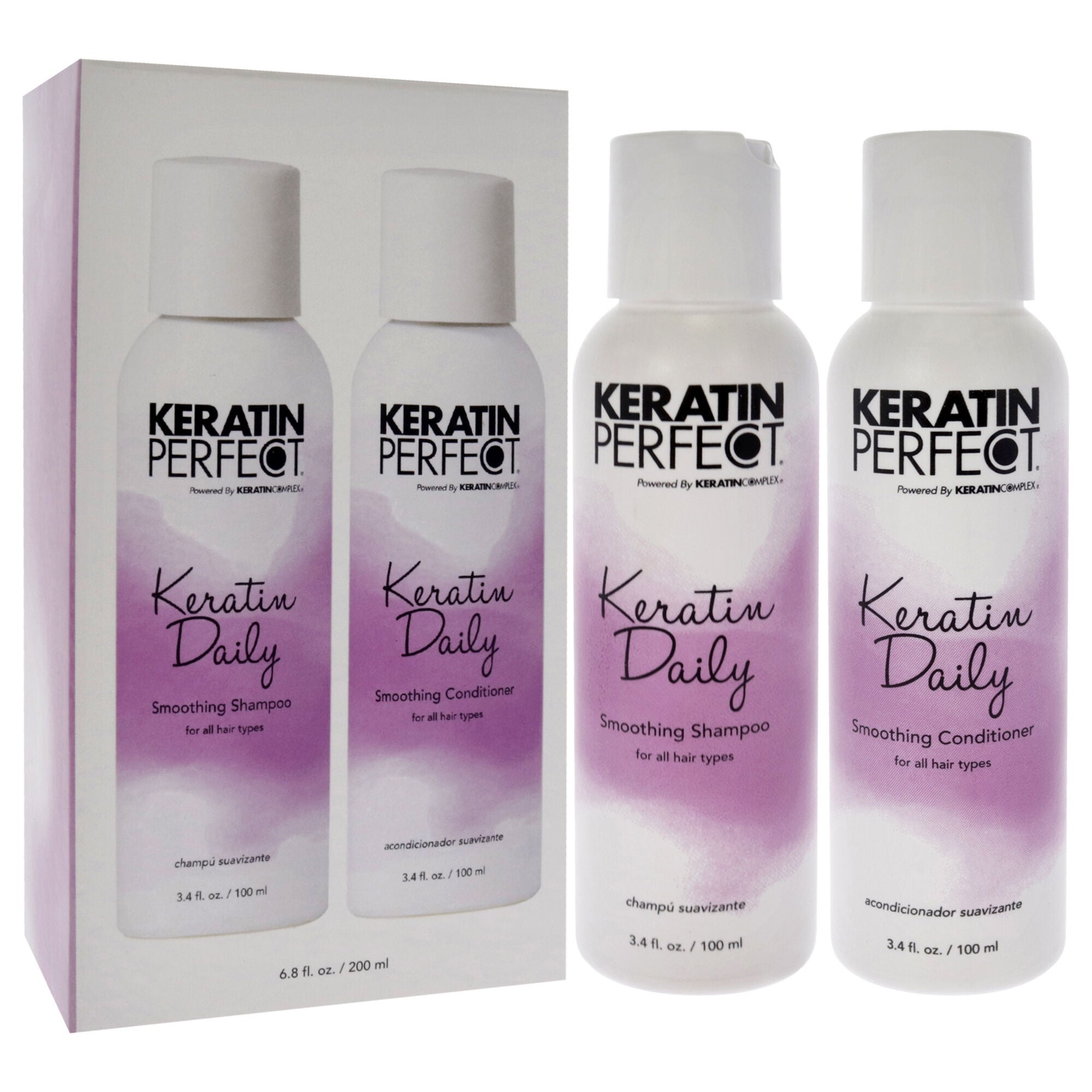Keratin Daily Duo by Keratin Perfect for Unisex - 2 Pc 3.4oz Shampoo, 3.4oz Conditioner, See Description, alternate image number 1