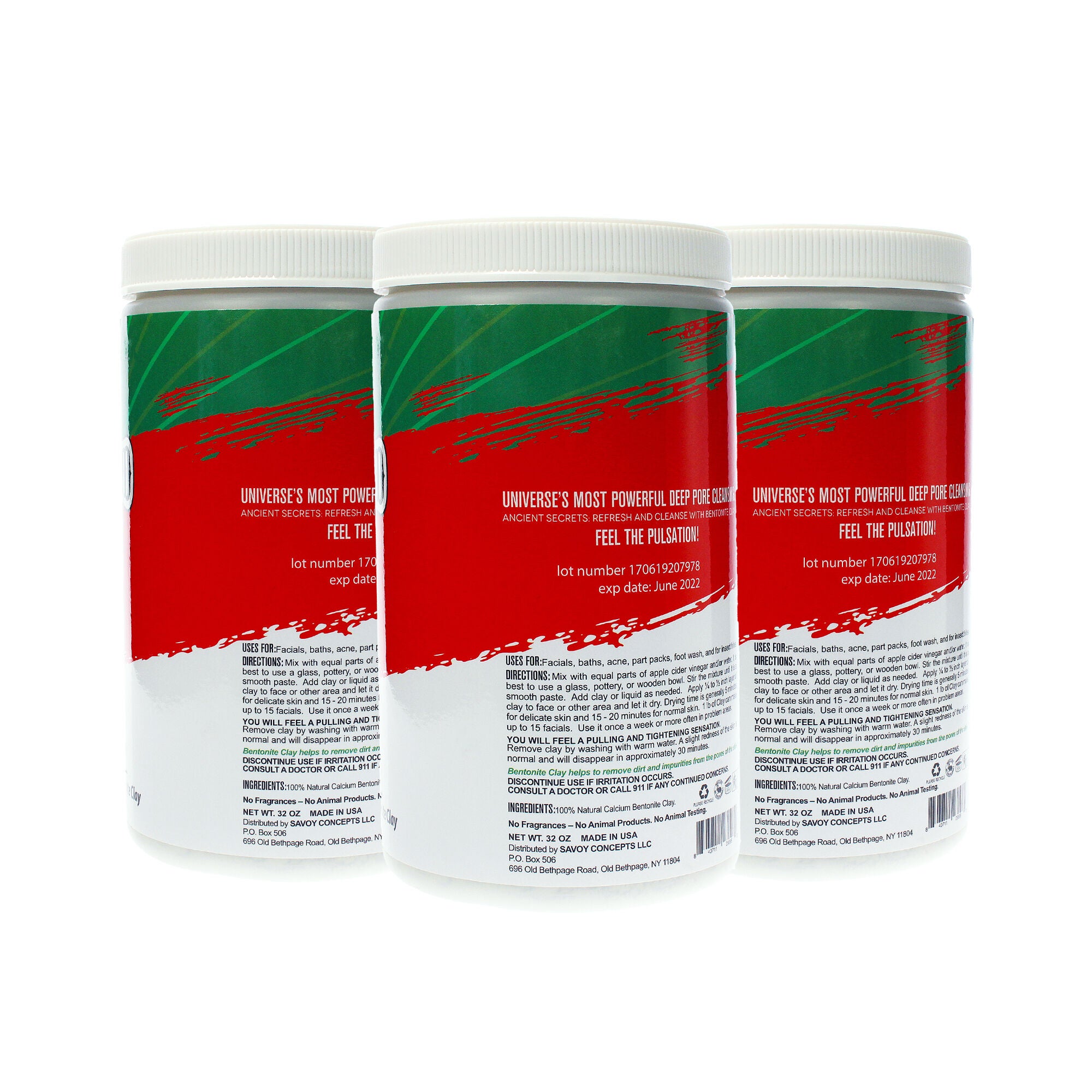 Powerful Deep Pore Cleansing Clay by Mayan Magic Mud for Unisex - 32 oz Cleanser - Pack of 3, See Description, alternate image number 1