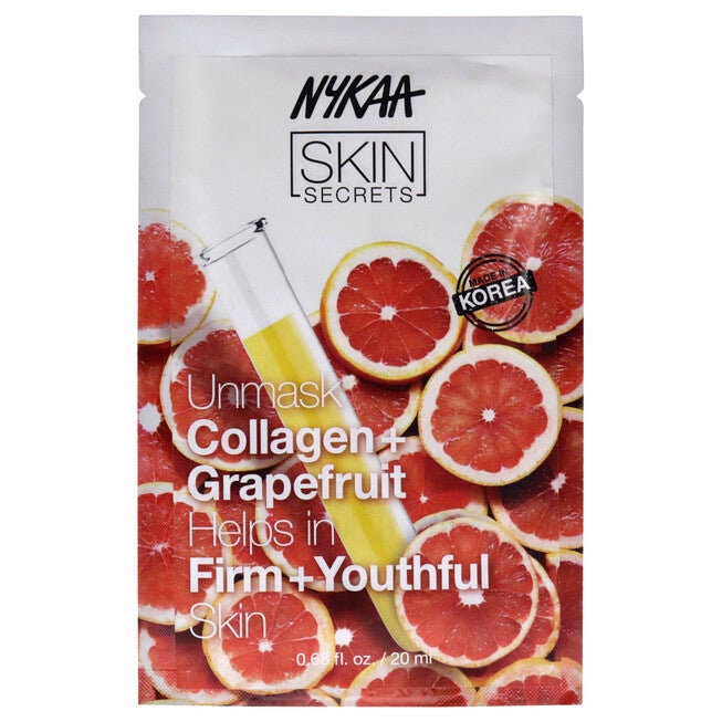 Skin Secrets Sheet Mask - Collagen and Grapefruit by Nykaa Naturals for Women - 1 Pc Mask, NA, hi-res image number null