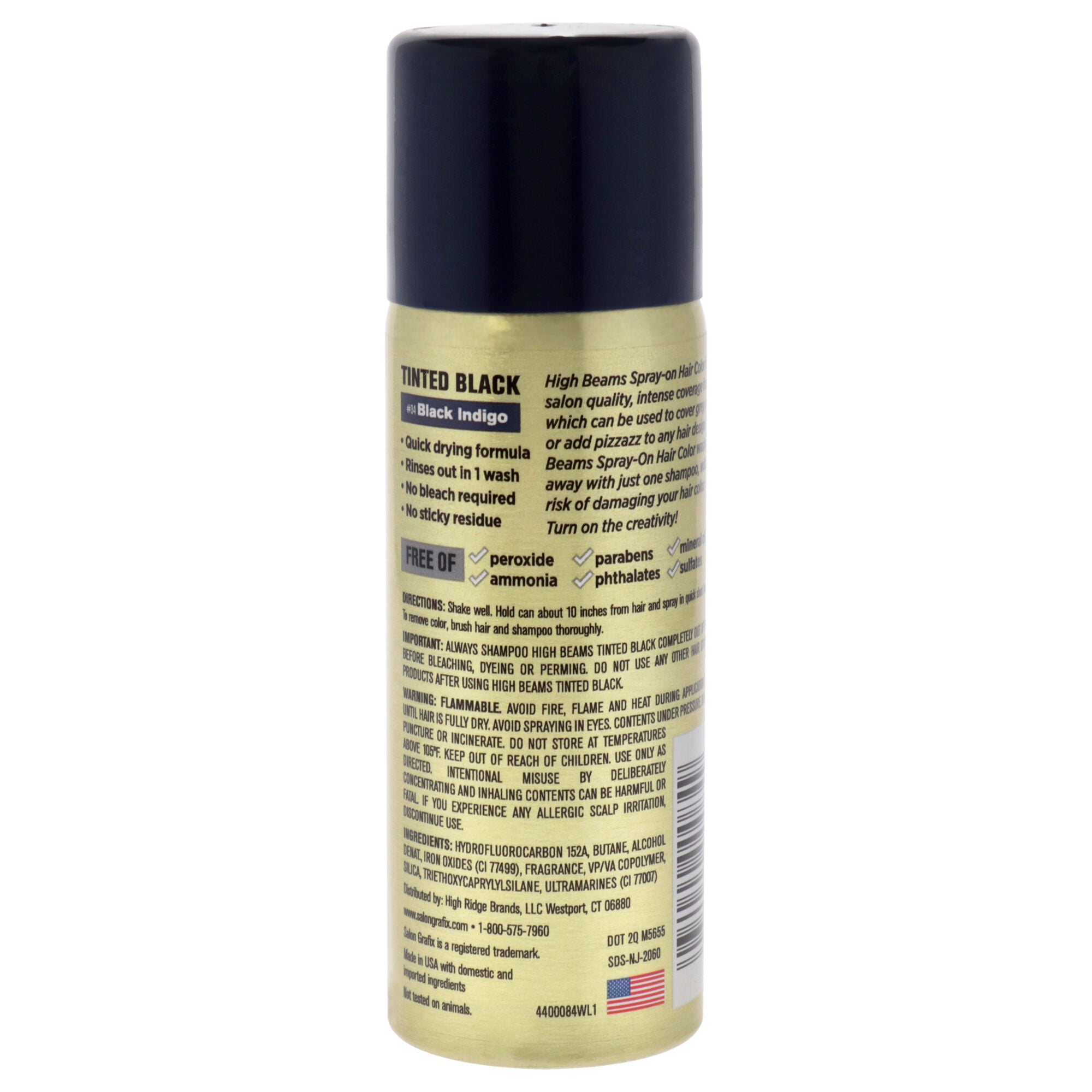 High Beams Tinted Black Temporary Spray - 35 Black Indigo by Salon Grafix for Unisex - 2.7 oz Hair Color, See Description, alternate image number 1