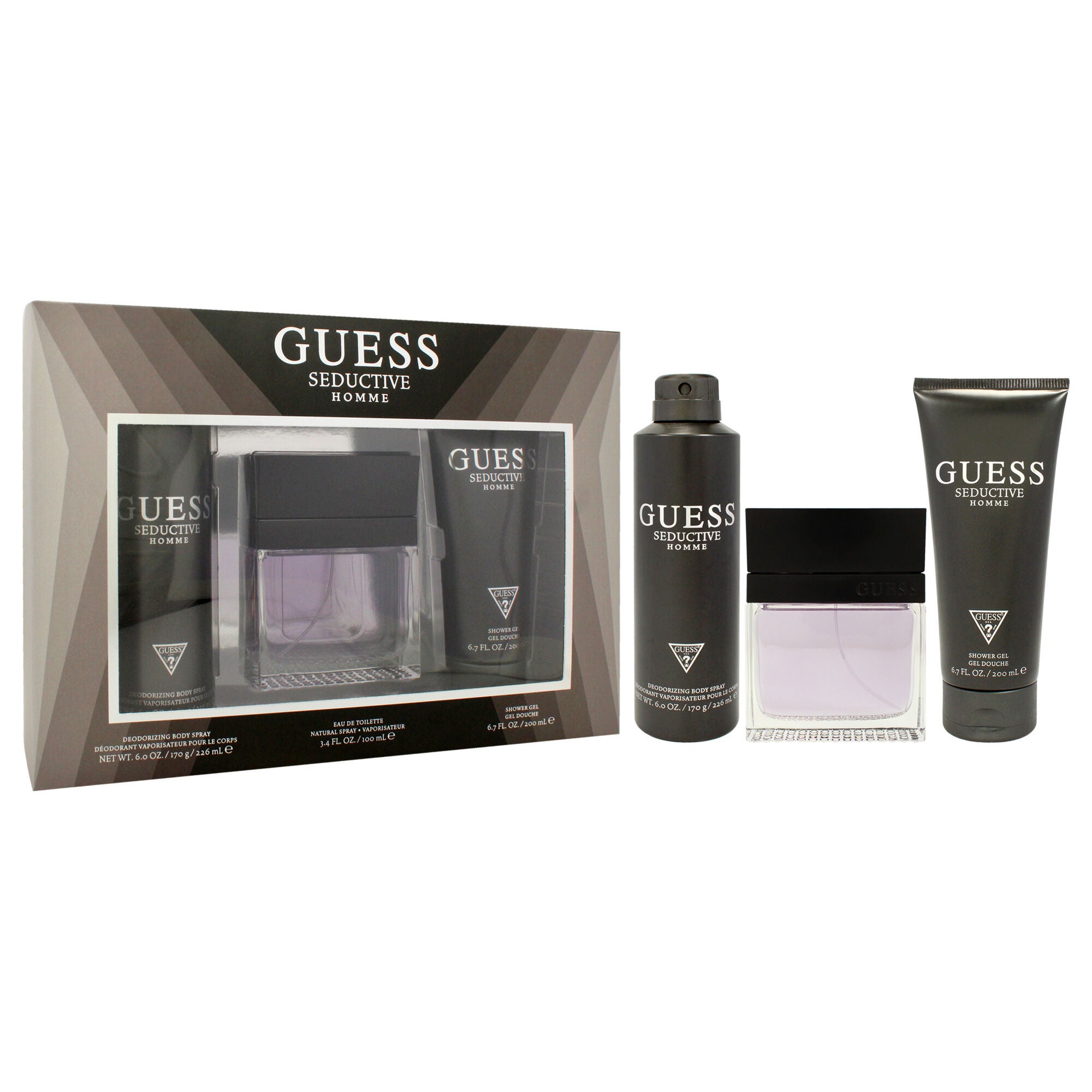 Seductive by Guess for Men - 3 Pc Gift Set 3.4oz EDT Spray, 6oz Deodorizing Body Spray, 6.7oz Shower Gel, See Description, alternate image number 2