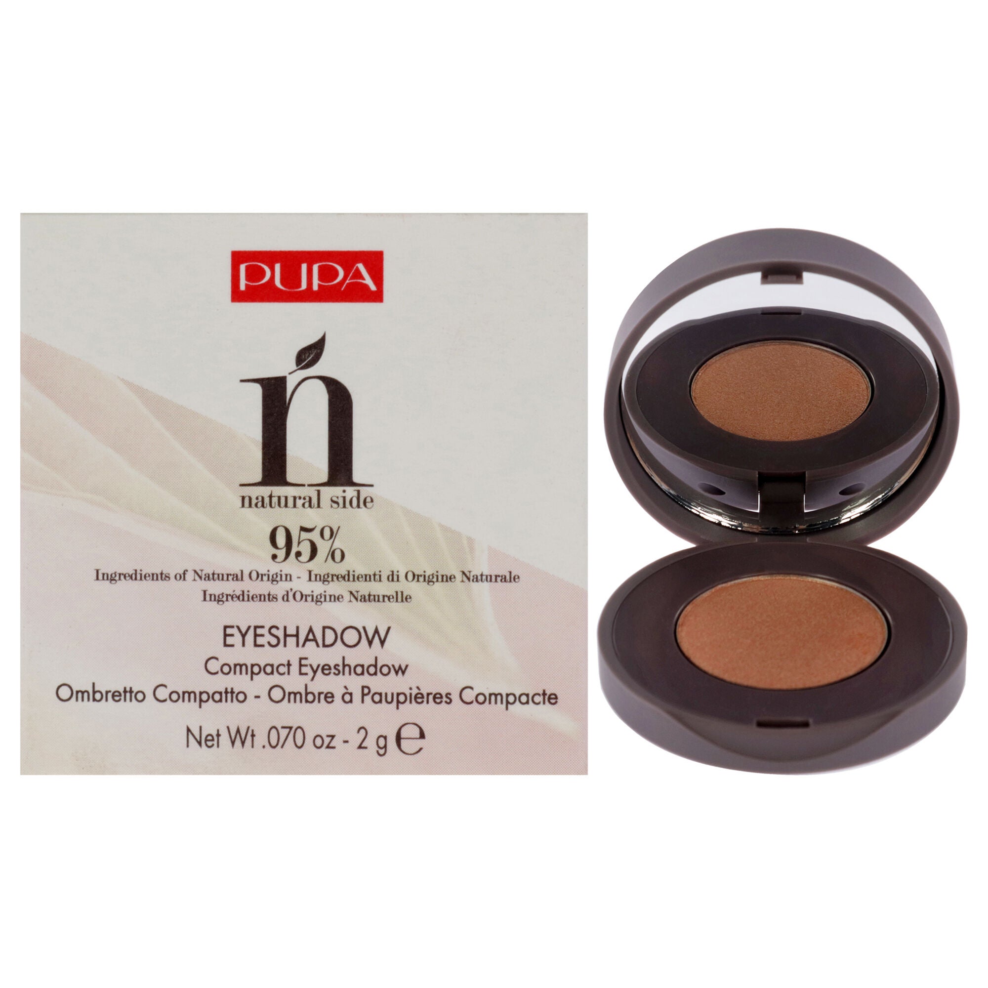 Natural Side Compact Eyeshadow - 005 Gold Glimmer by Pupa Milano for Women - 0.07 oz Eye Shadow, See Description, hi-res image number 0