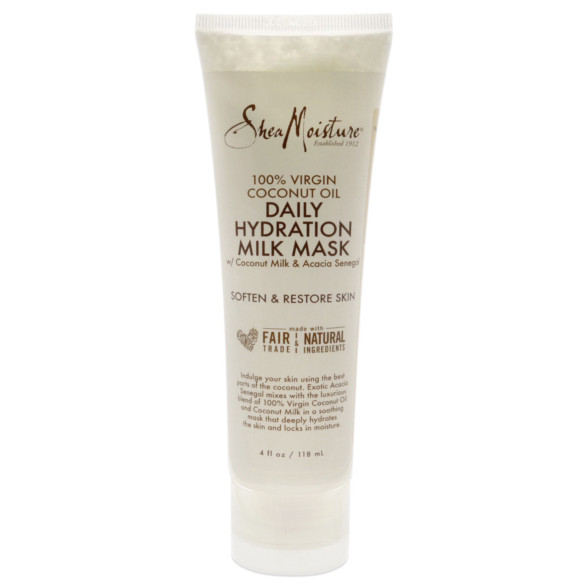 100% Virgin Coconut Oil Daily Hydration Milk Mask by Shea Moisture for Unisex - 4 oz Mask, See Description, hi-res image number 0