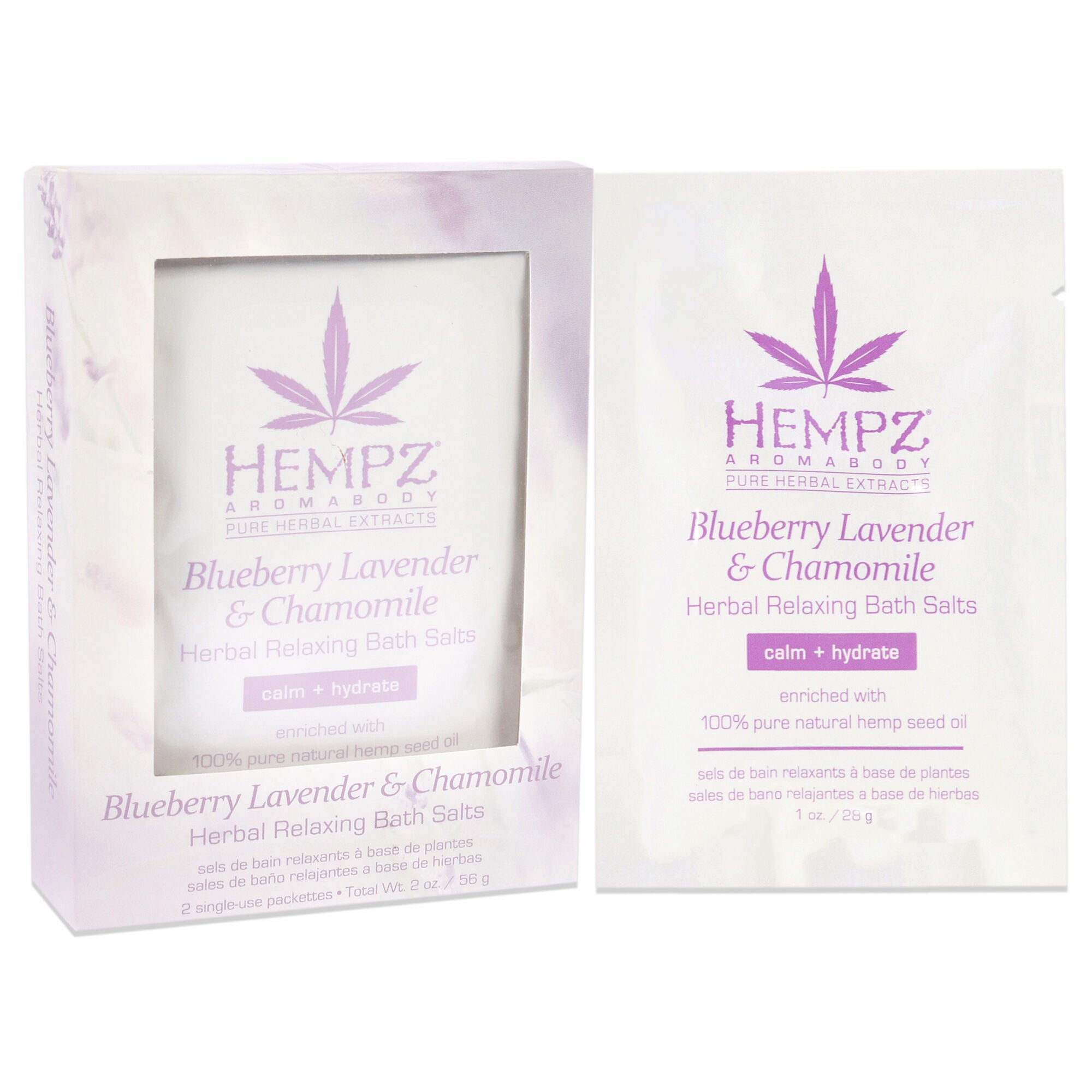 Aromabody Blueberry Lavender and Chamomile Herbal Relaxing Bath Salts by Hempz for Unisex - 2 x 1 oz Bath Salt, See Description, alternate image number 1