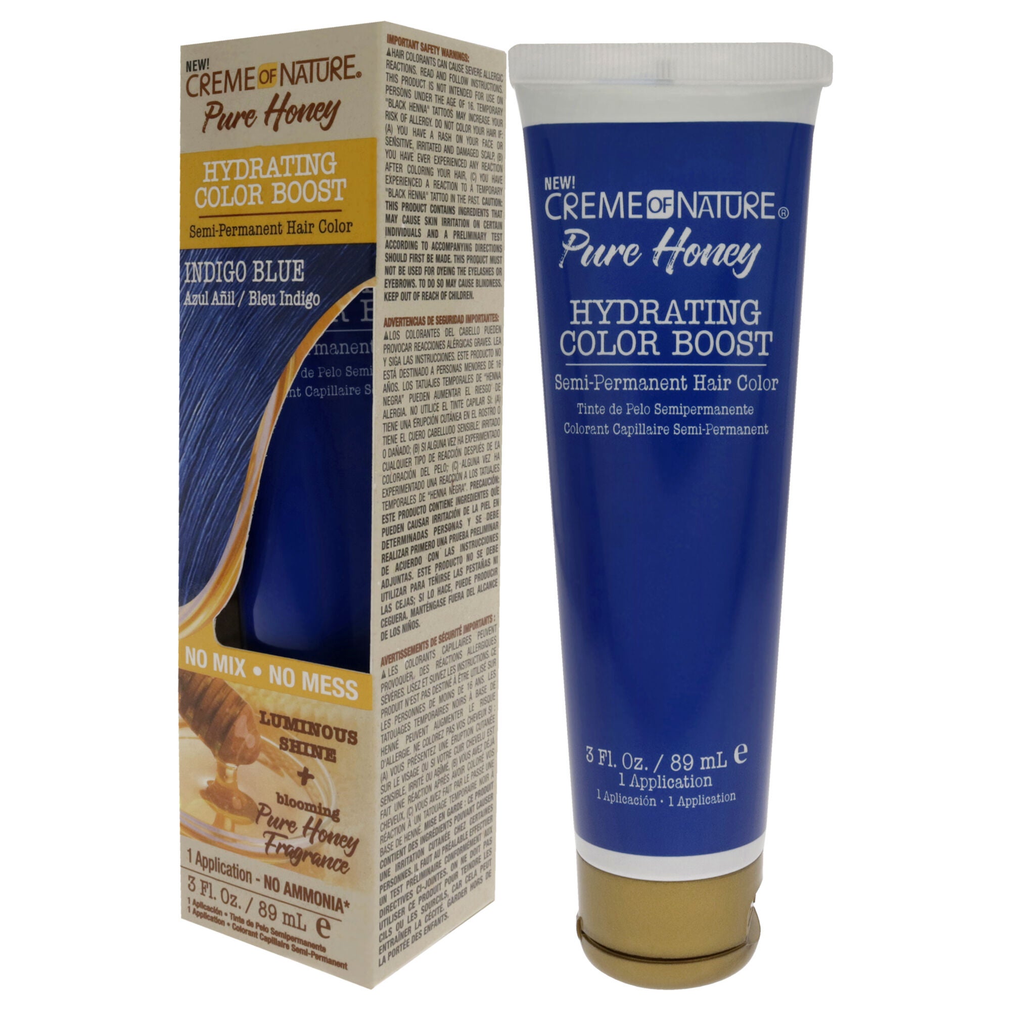 Pure Honey Hydrating Color Boost Semi-Permanent Hair Color - Indigo Blue by Creme of Nature for Unisex - 3 oz Hair Color, See Description, alternate image number 2