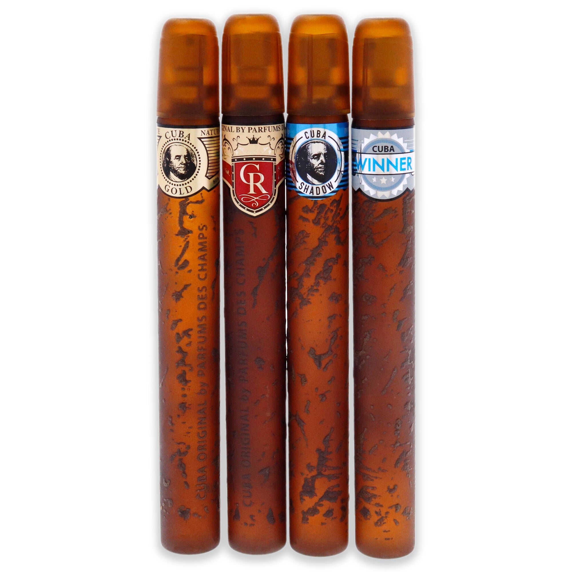 Cuba Quad I by Cuba- 4 Pc Gift Set 1.17oz Cuba Gold EDT Spray, 1.17oz Cuba Royal EDT Spray, 1.17oz Cuba Winner EDT Spray, 1.17oz Cuba Shadow EDT Spray, See Description, alternate image number 1