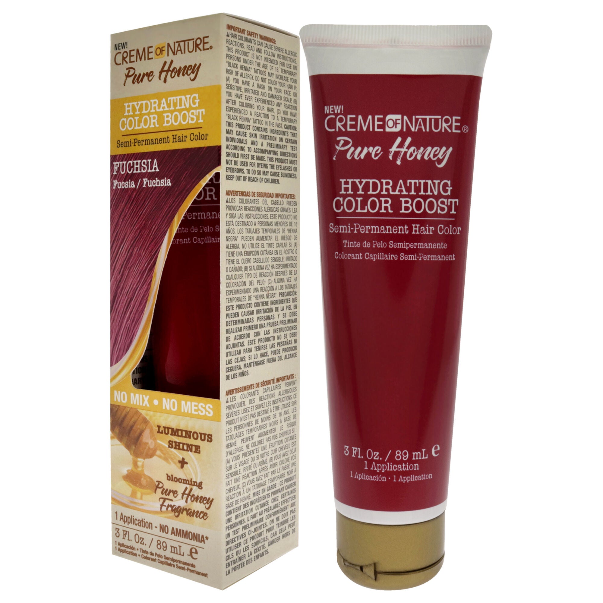 Pure Honey Hydrating Color Boost Semi-Permanent Hair Color - Fuchsia by Creme of Nature for Unisex - 3 oz Hair Color, , alternate image number 7